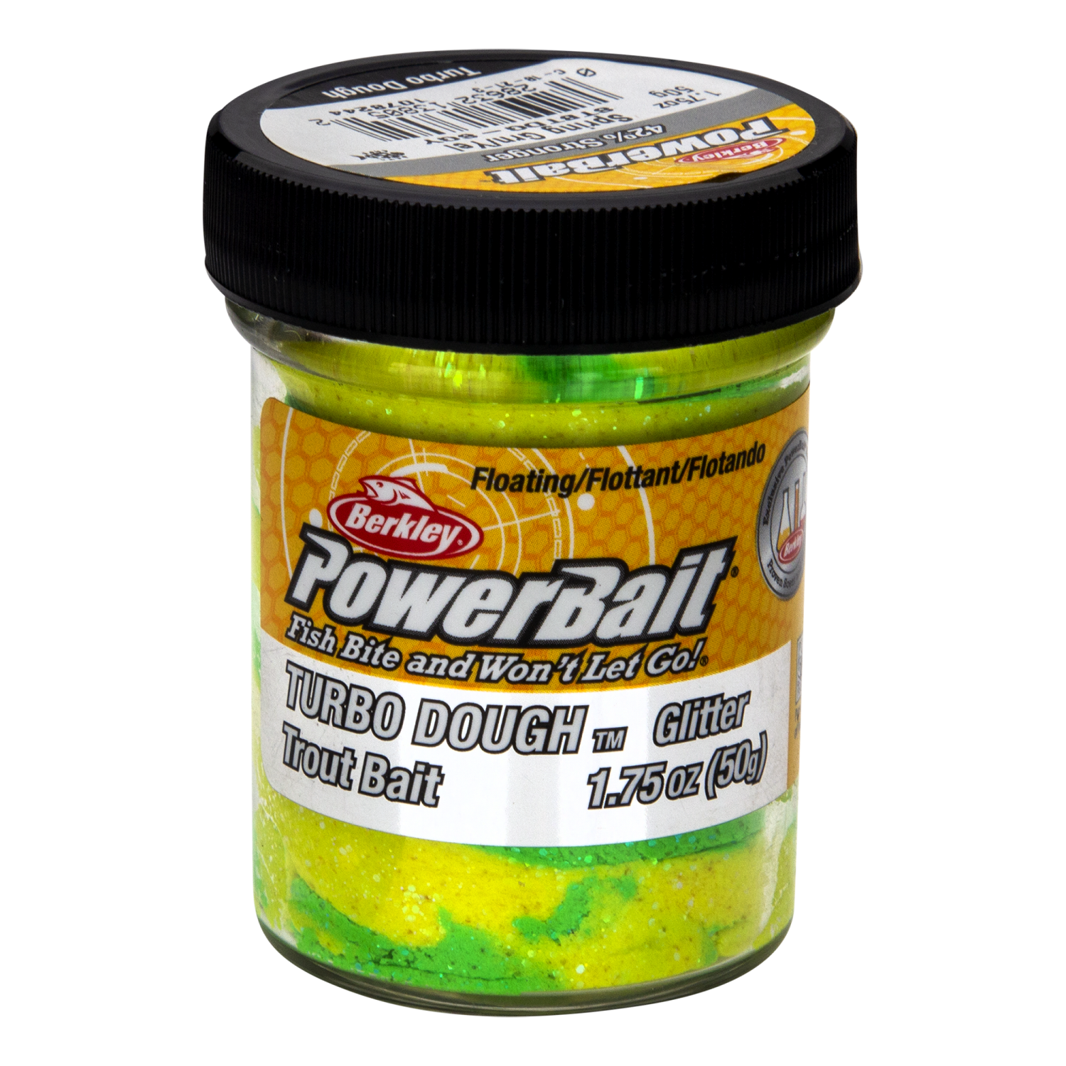 Паста форелевая Berkley PowerBait Glitter Turbo Dough 50гр #Spring Green/Yellow