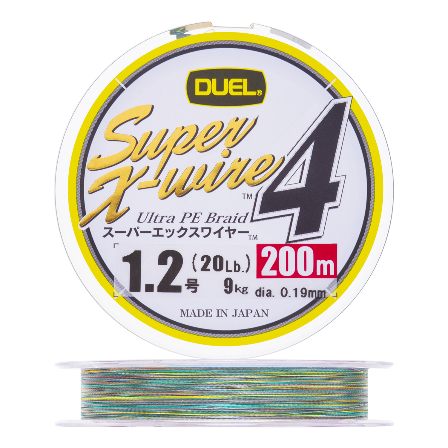 Шнур плетеный Duel PE Super X-Wire 4 #1,2 0,19мм 200м (5color-Yellow marking)