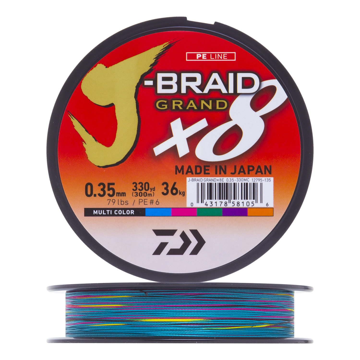 Шнур плетеный Daiwa J-Braid Grand X8E #6 0,35мм 300м (multicolor)