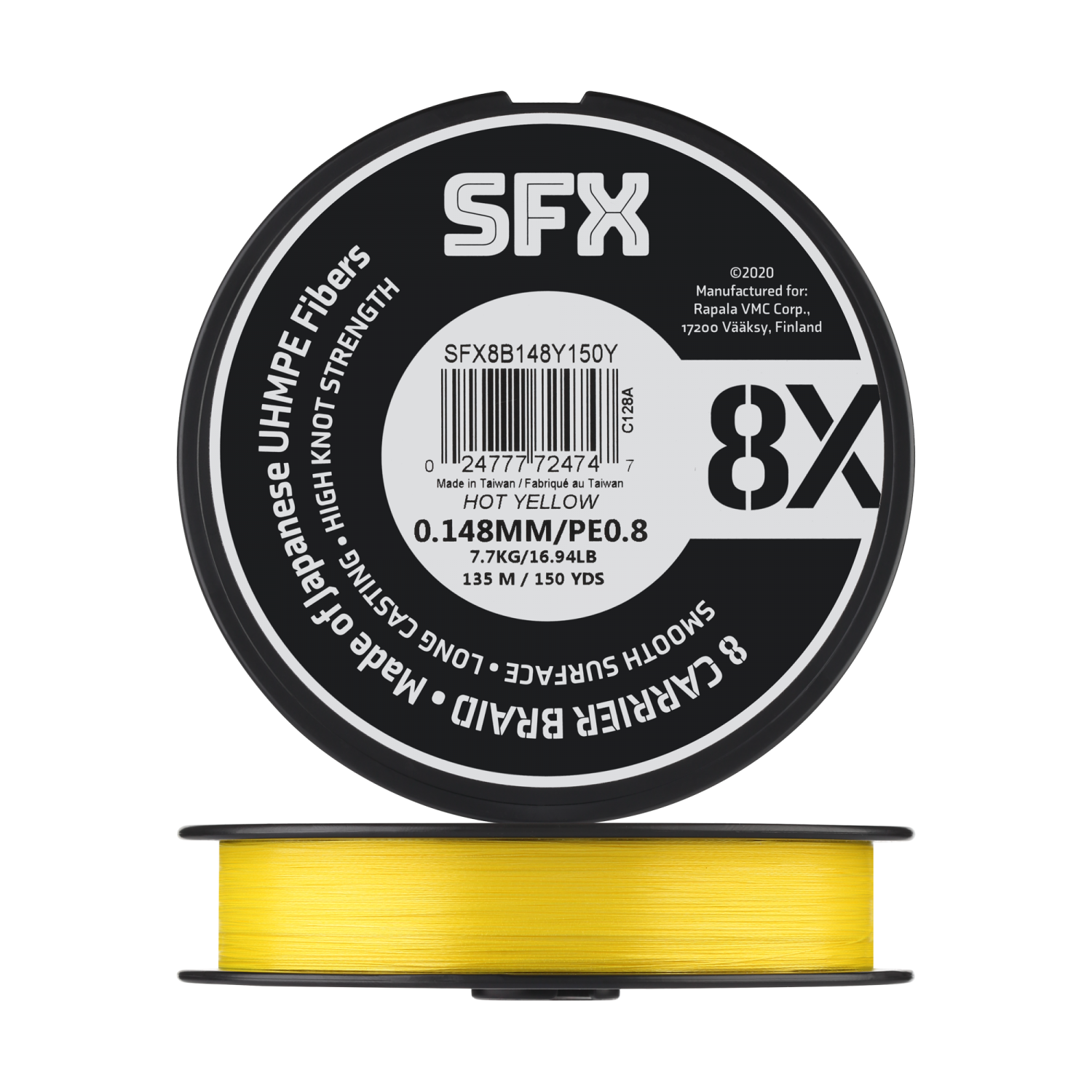 плетеный шнур sufix sfx 8x d 0 37 мм 135 м 40 3 кг зеленый 1 шт Шнур плетеный Sufix SFX 8X #0,8 0,148мм 135м (yellow)