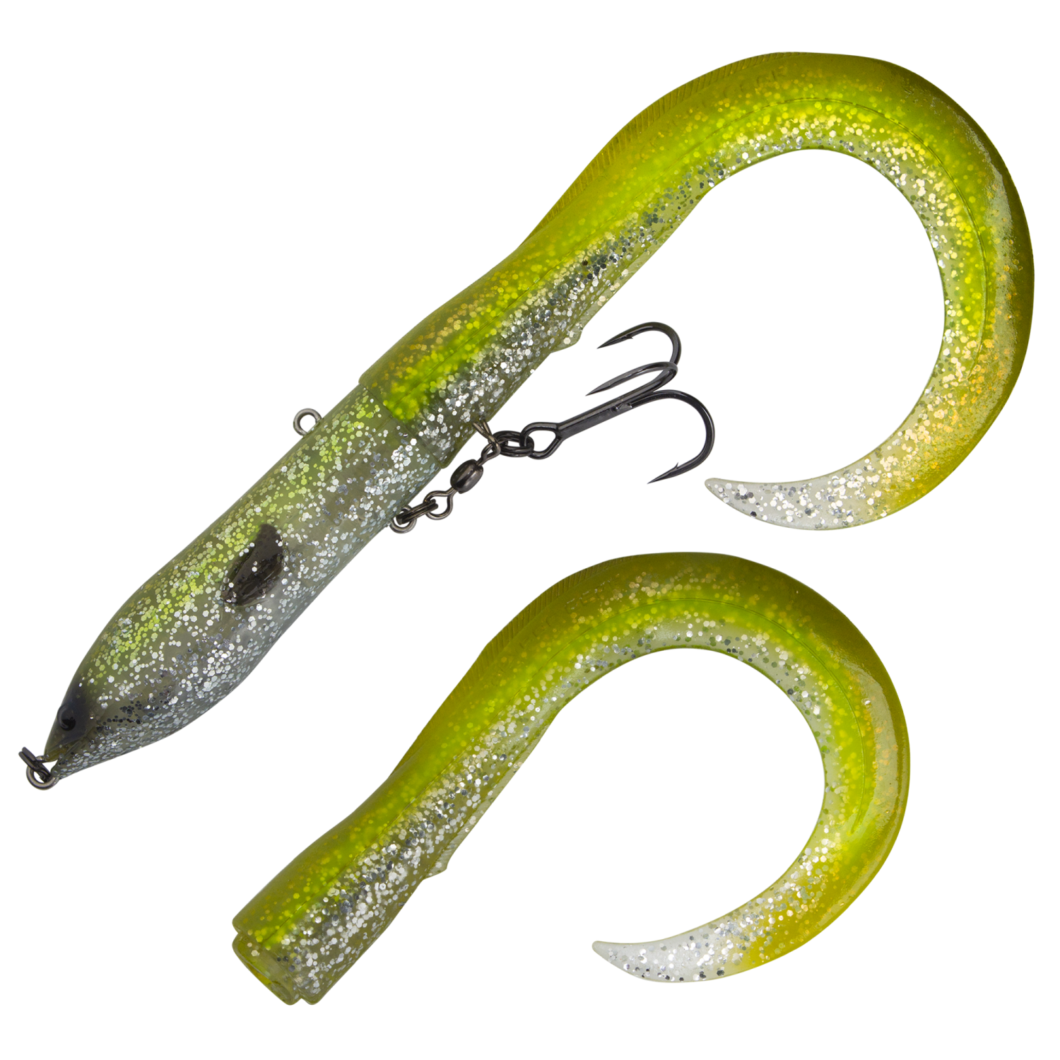Приманка силиконовая Savage Gear 3D Hard Eel 2+1 17см SS #Green Silver Ayu - 2 рис.