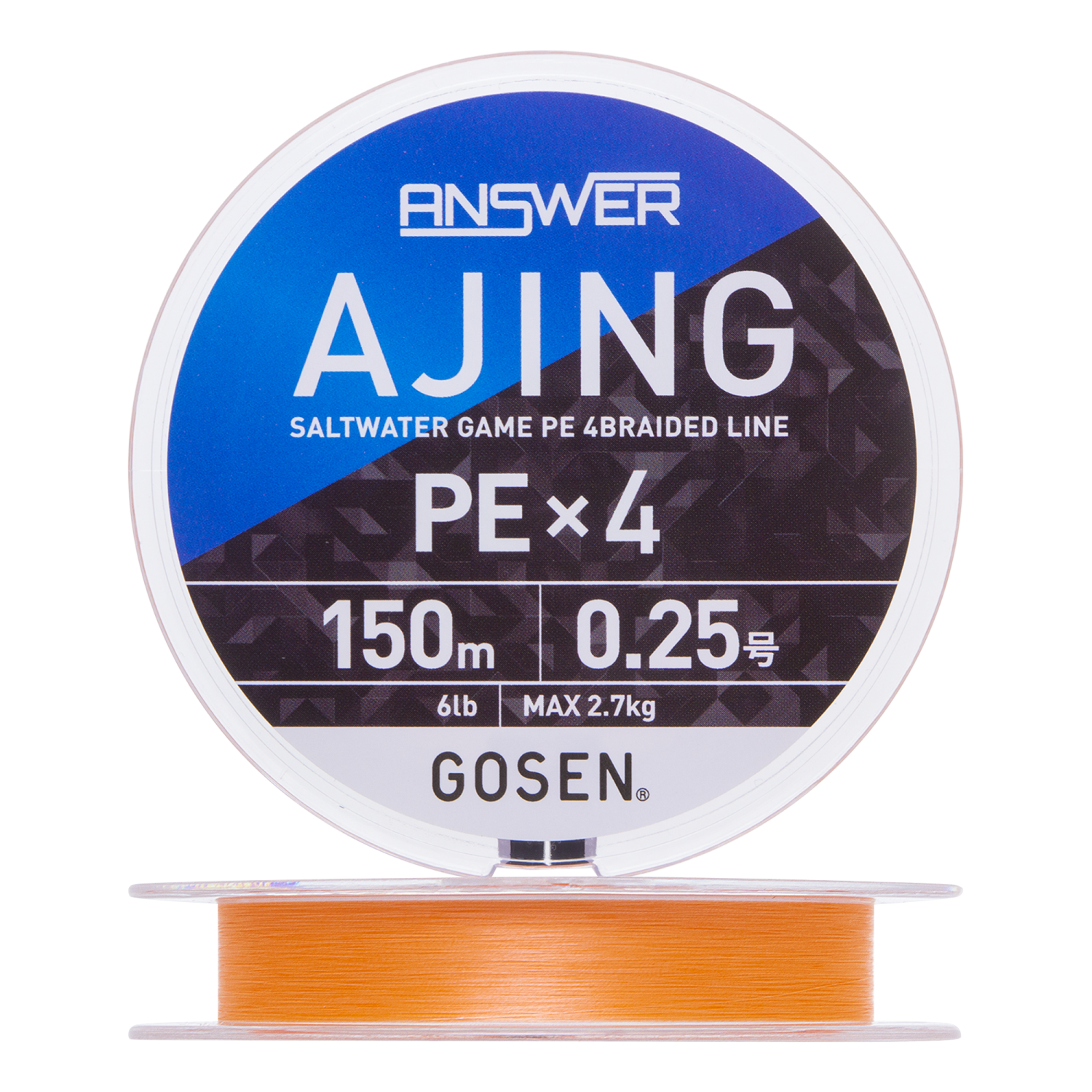 Шнур плетеный Gosen Answer Ajing PE X4 #0,25 6Lb 150м (cocktail orange)