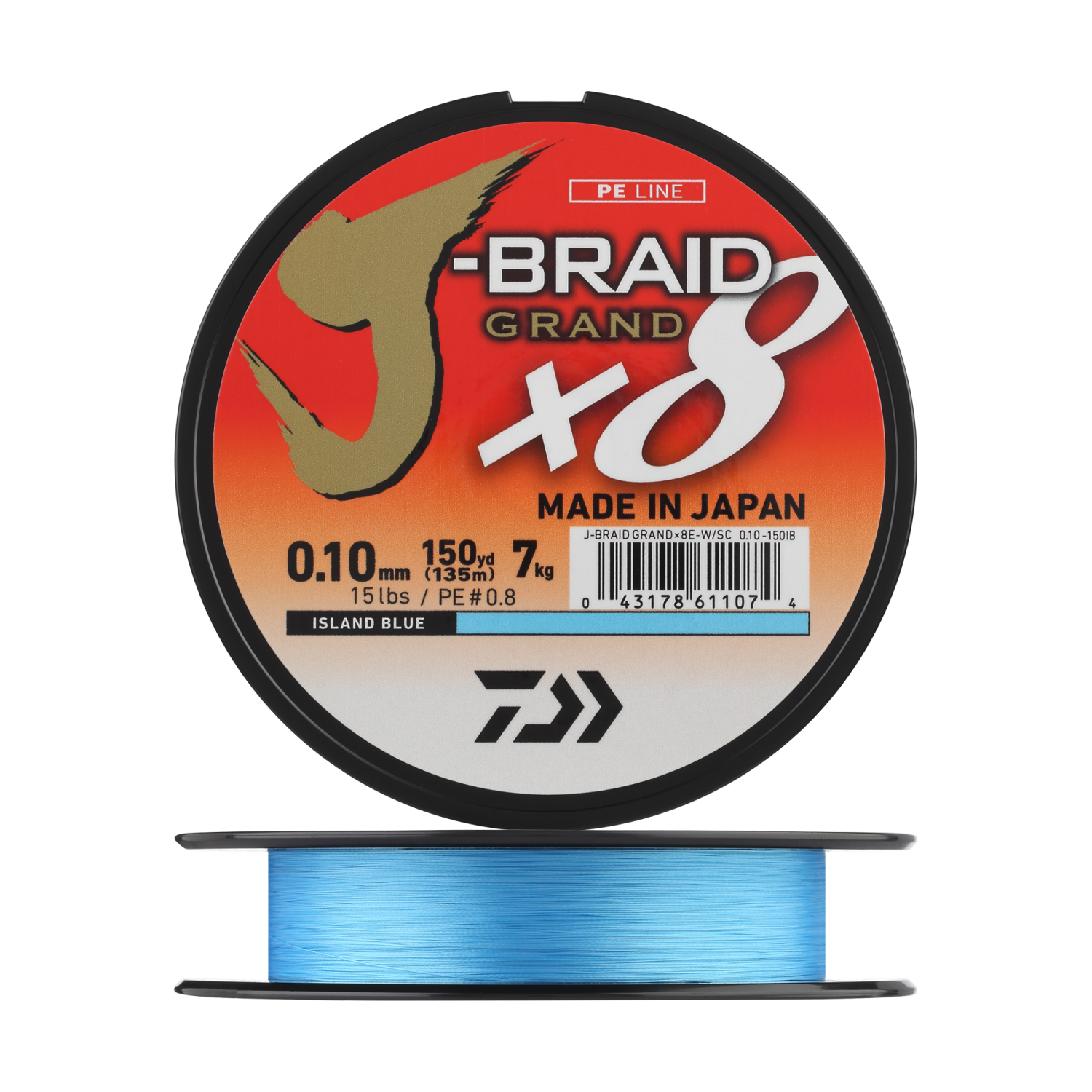 Шнур плетеный Daiwa J-Braid Grand X8E-W/SC + ножницы #0,8 0,10мм 135м (island blue)