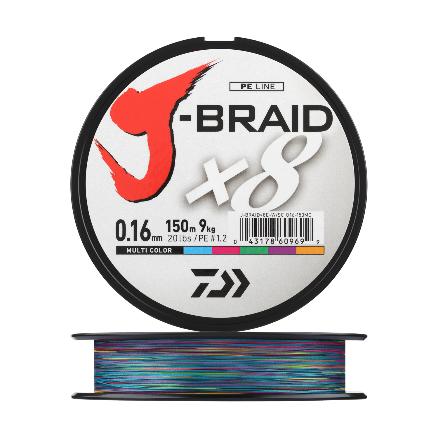 Шнур плетеный Daiwa J-Braid X8E-W/SC + ножницы #1,2 0,16мм 150м (multicolor)