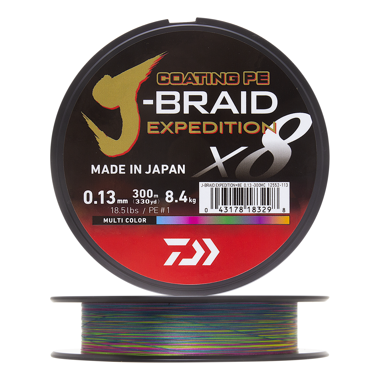 Шнур плетеный Daiwa J-Braid Expedition X8E #1,0 0,13мм 300м (multicolor)