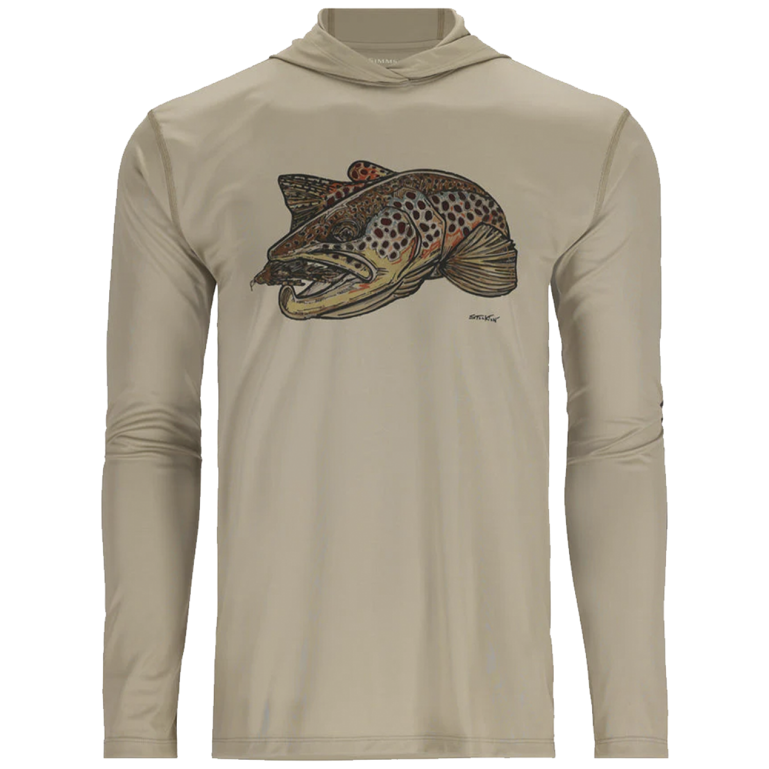 Лонгслив Simms Tech Hoody - Artist Series M Stone/Brown Trout