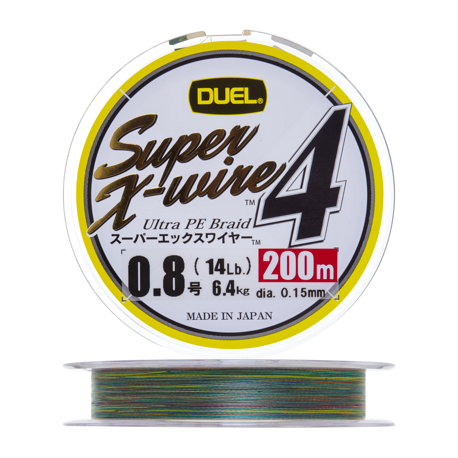 Шнур плетеный Duel PE Super X-Wire 4 #0,8 0,15мм 200м (5color-Yellow marking)