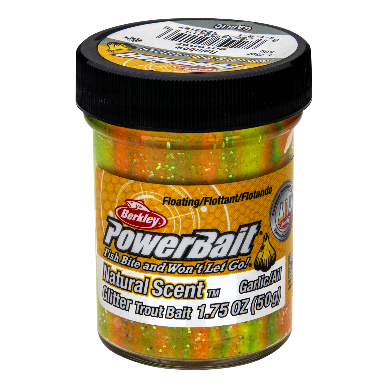 Паста форелевая Berkley PowerBait Natural Glitter Trout Bait 50гр Garlic #Rainbow