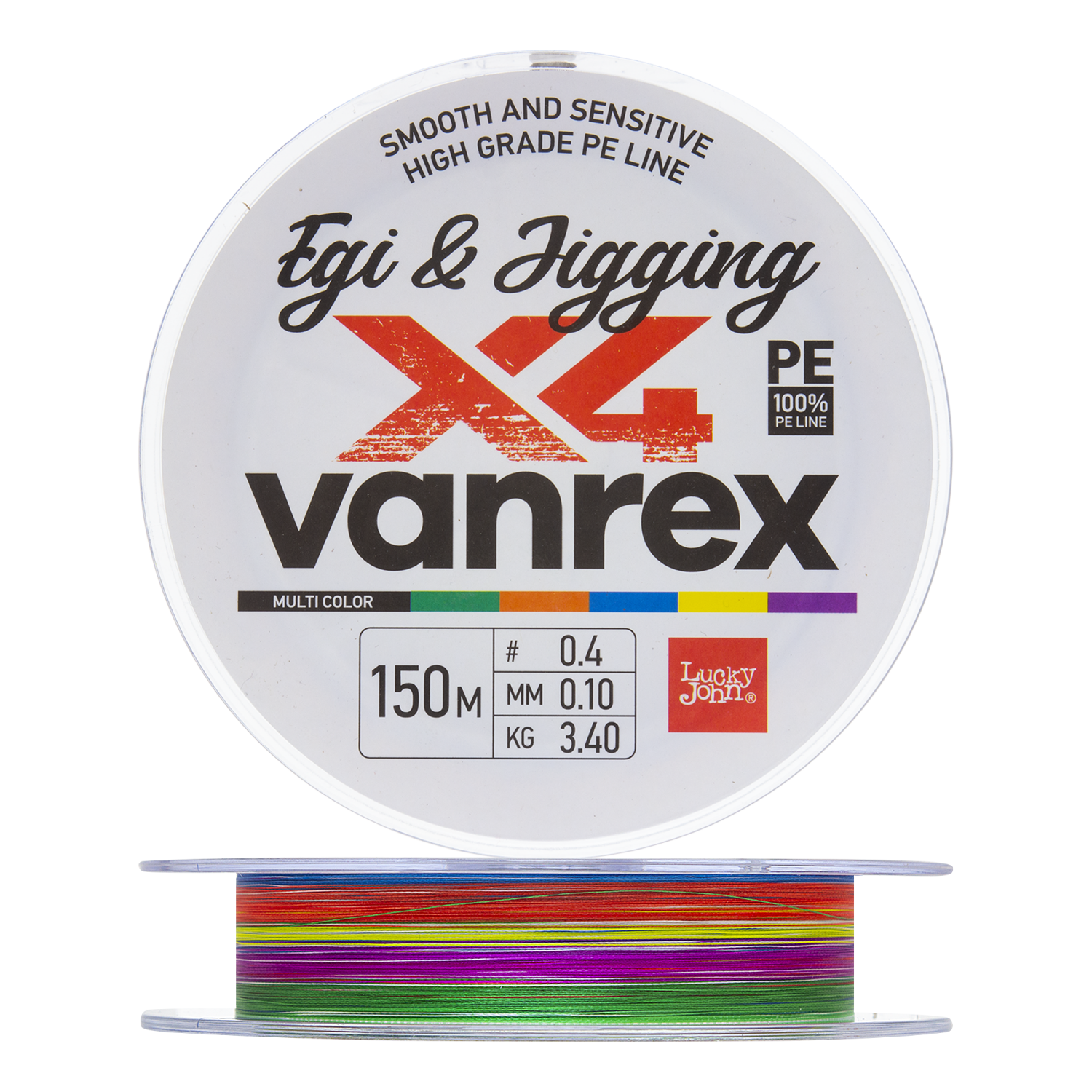 Шнур плетеный Lucky John Vanrex Egi & Jigging Х4 Braid #0,4 0,10мм 150м (multicolor)