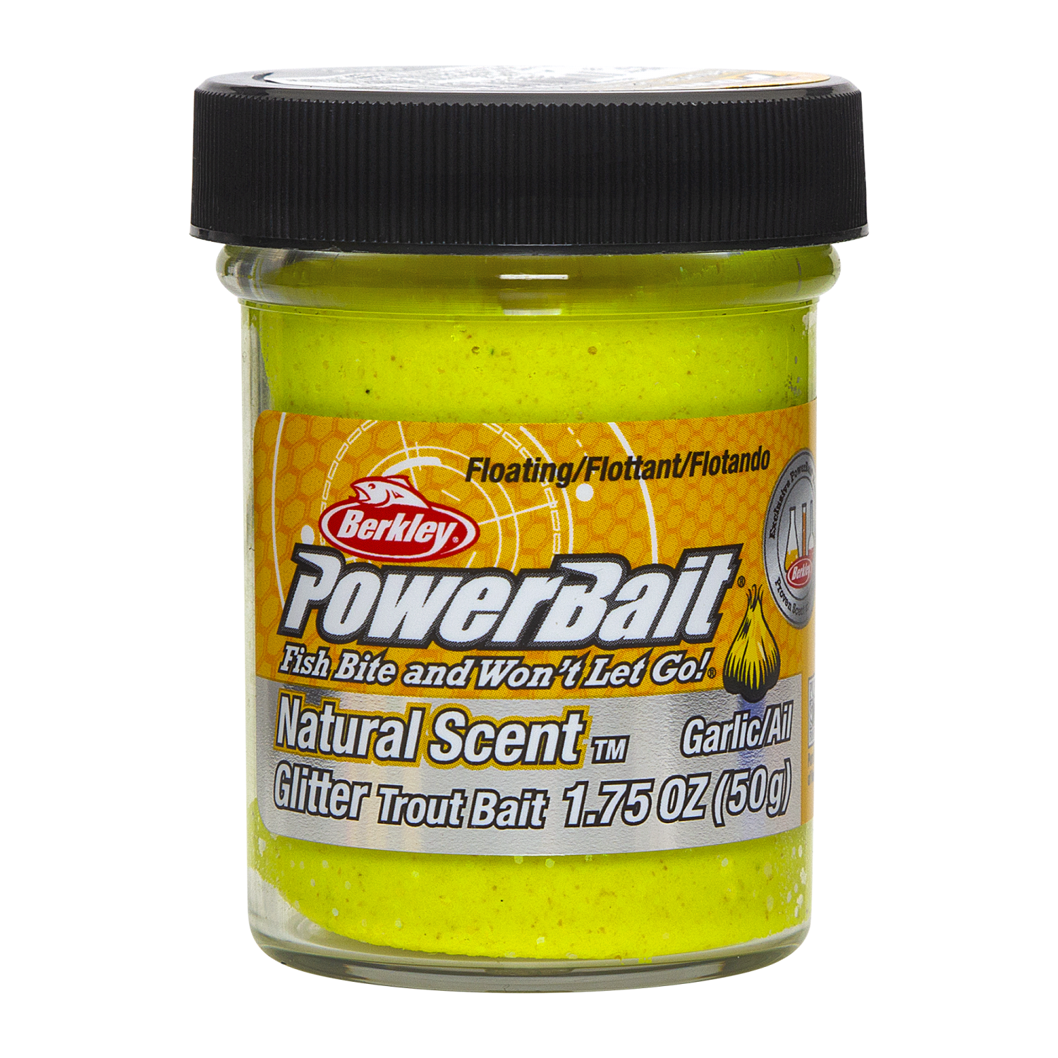 Паста форелевая Berkley PowerBait Natural Scent Glitter Trout Bait 50гр Garlic #Sunshine Yellow