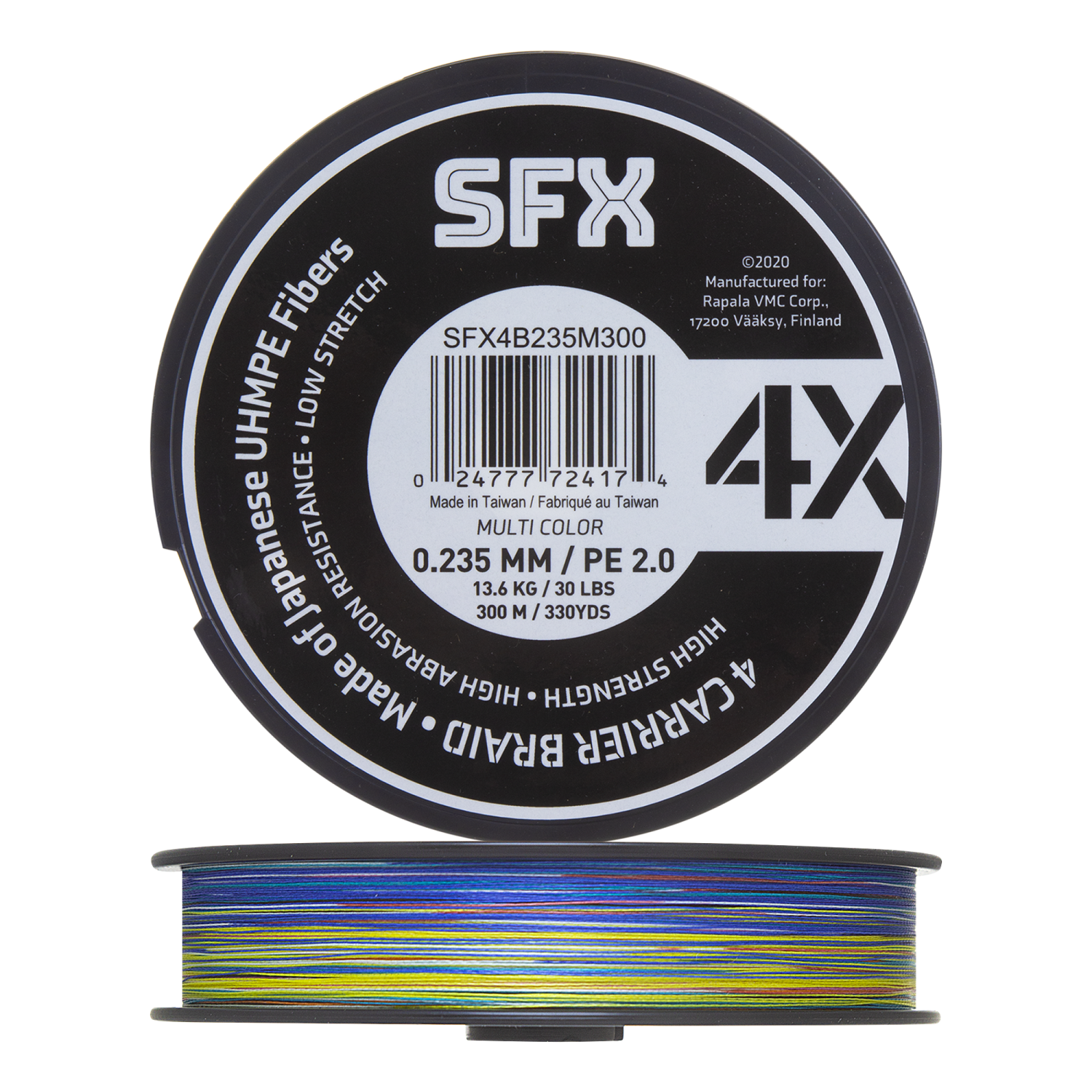 Шнур плетеный Sufix SFX 4X #2,0 0,235мм 300м (multicolor)