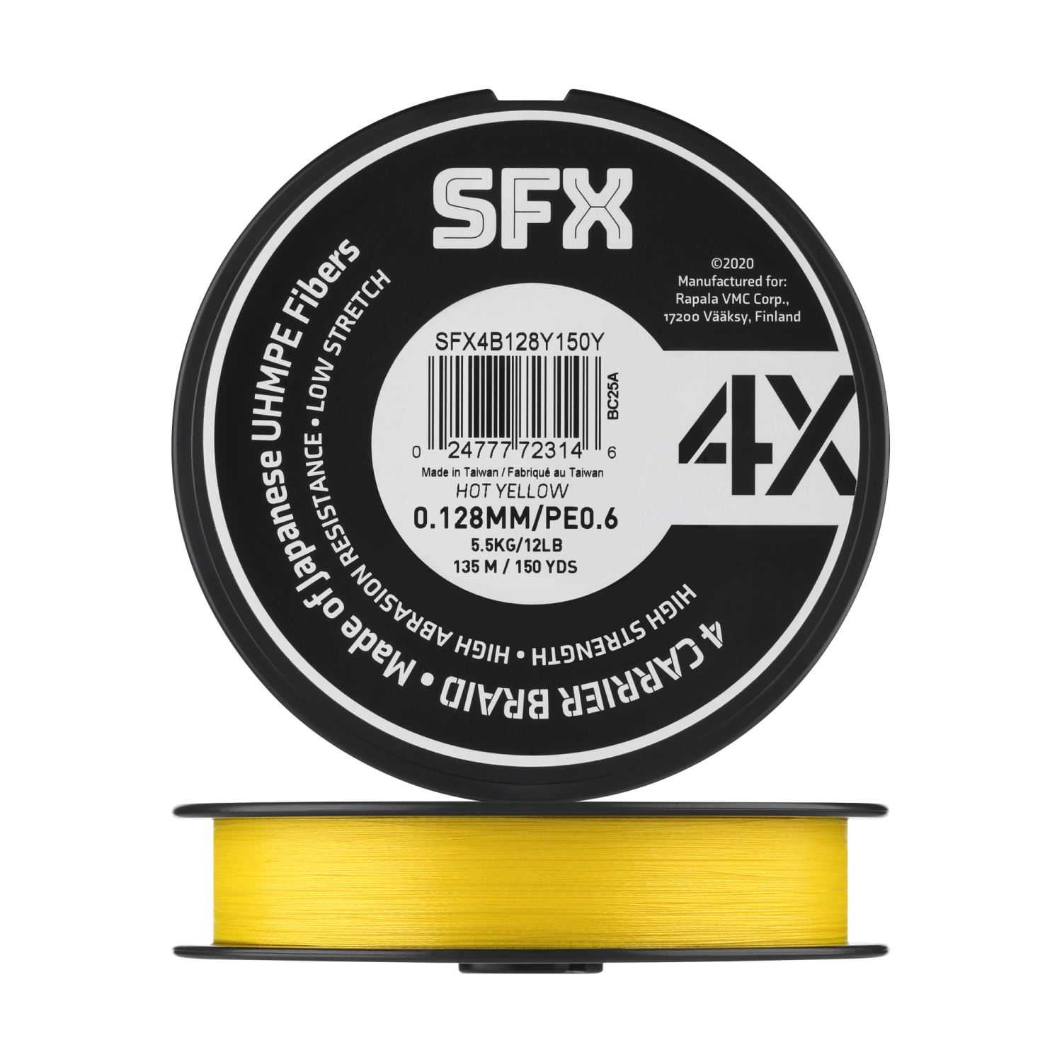 шнур плетеный sufix sfx 4x 1 5 0 205мм 135м yellow Шнур плетеный Sufix SFX 4X #0,6 0,128мм 135м (yellow)