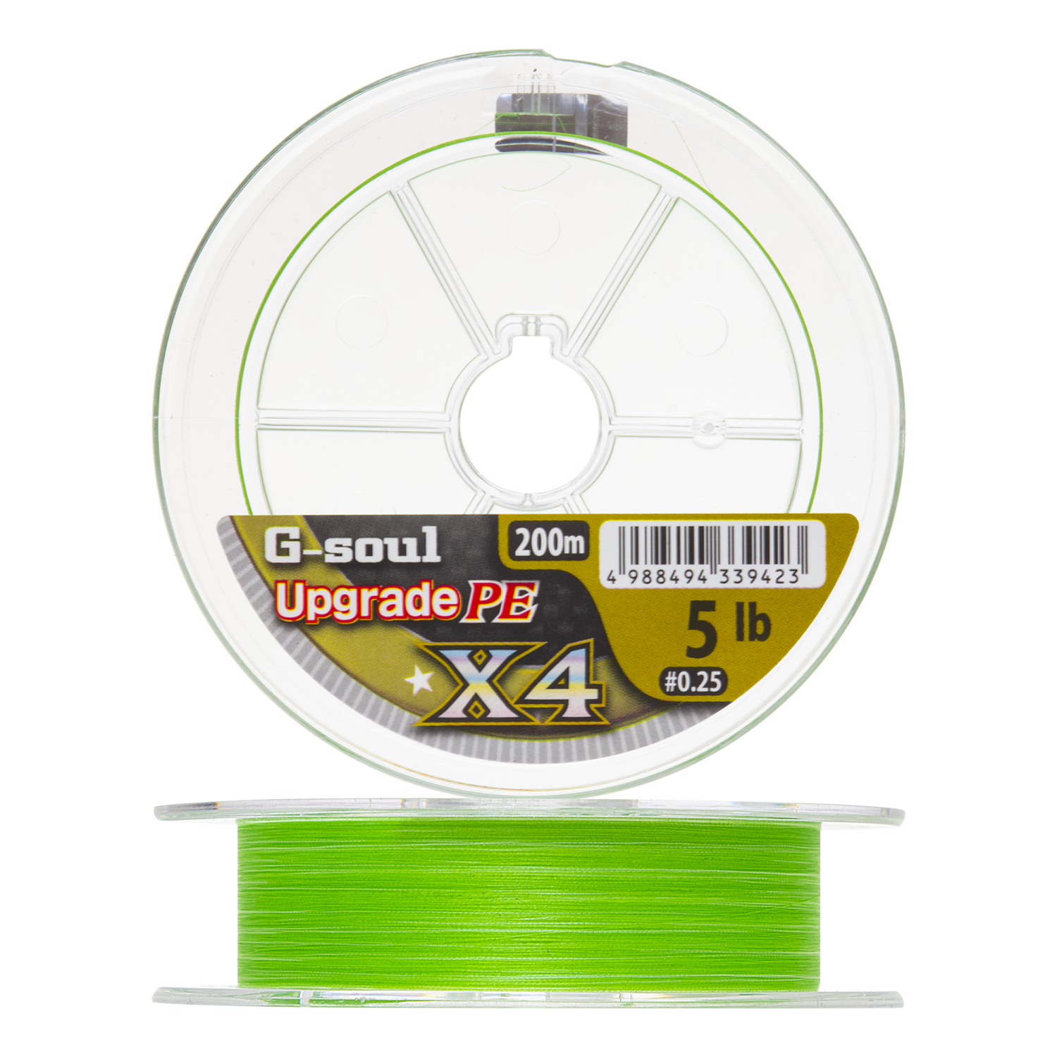 Шнур плетеный YGK G-Soul Upgrade PE X4 #0,25 0,083мм 200м (green)