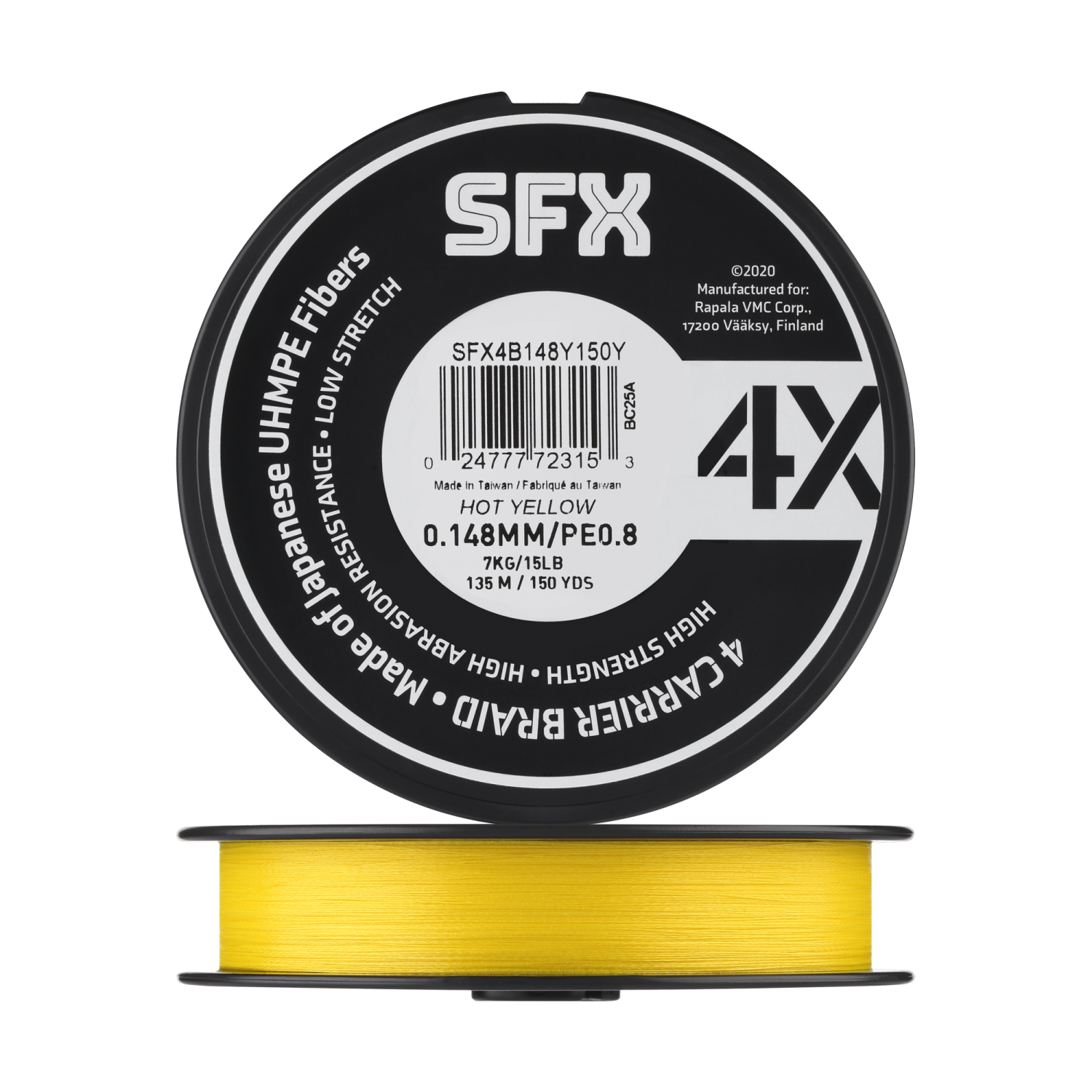 шнур плетеный sufix sfx 4x 3 0 0 285мм 135м yellow Шнур плетеный Sufix SFX 4X #0,8 0,148мм 135м (yellow)
