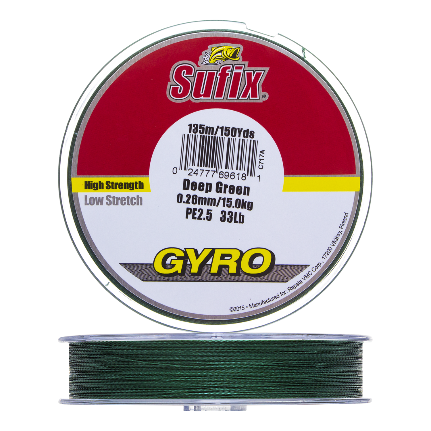 шнур плетеный sufix gyro braid 0 12мм 135м green Шнур плетеный Sufix Gyro Braid 0,26мм 135м (green)
