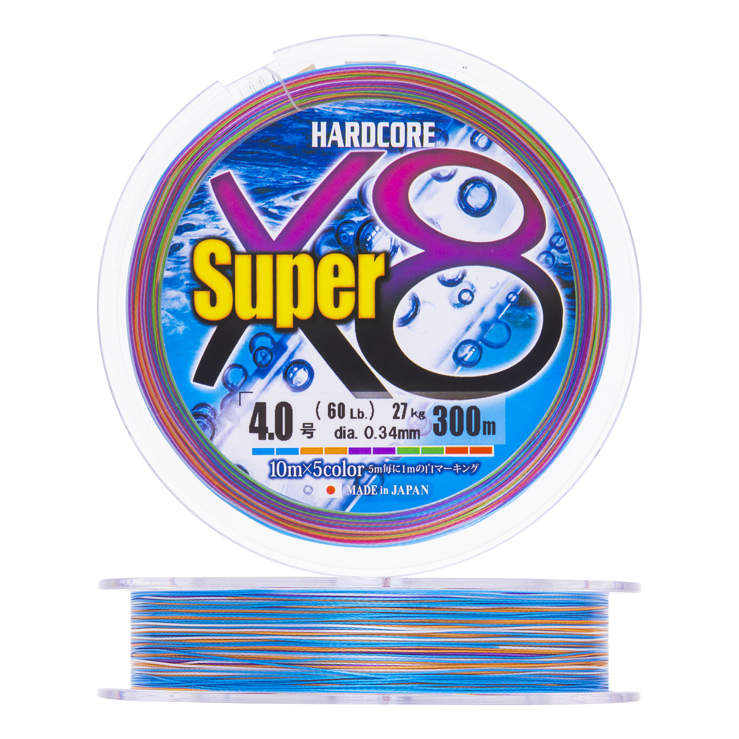 Шнур плетеный Duel Hardcore PE X8 Super #4 0,34мм 300м (5color)