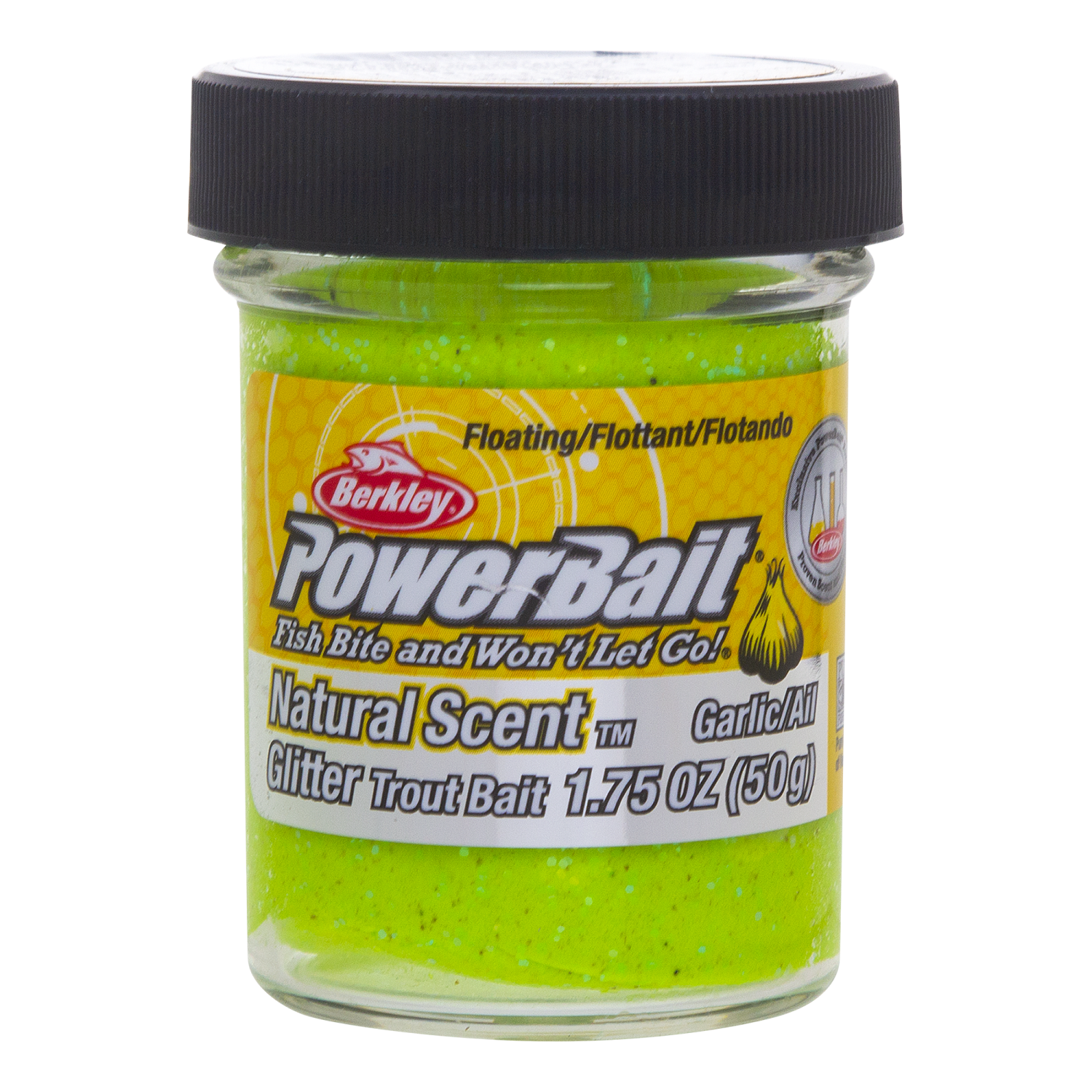 Паста форелевая Berkley PowerBait Natural Scent Glitter Trout Bait 50гр Garlic #Chartreuse