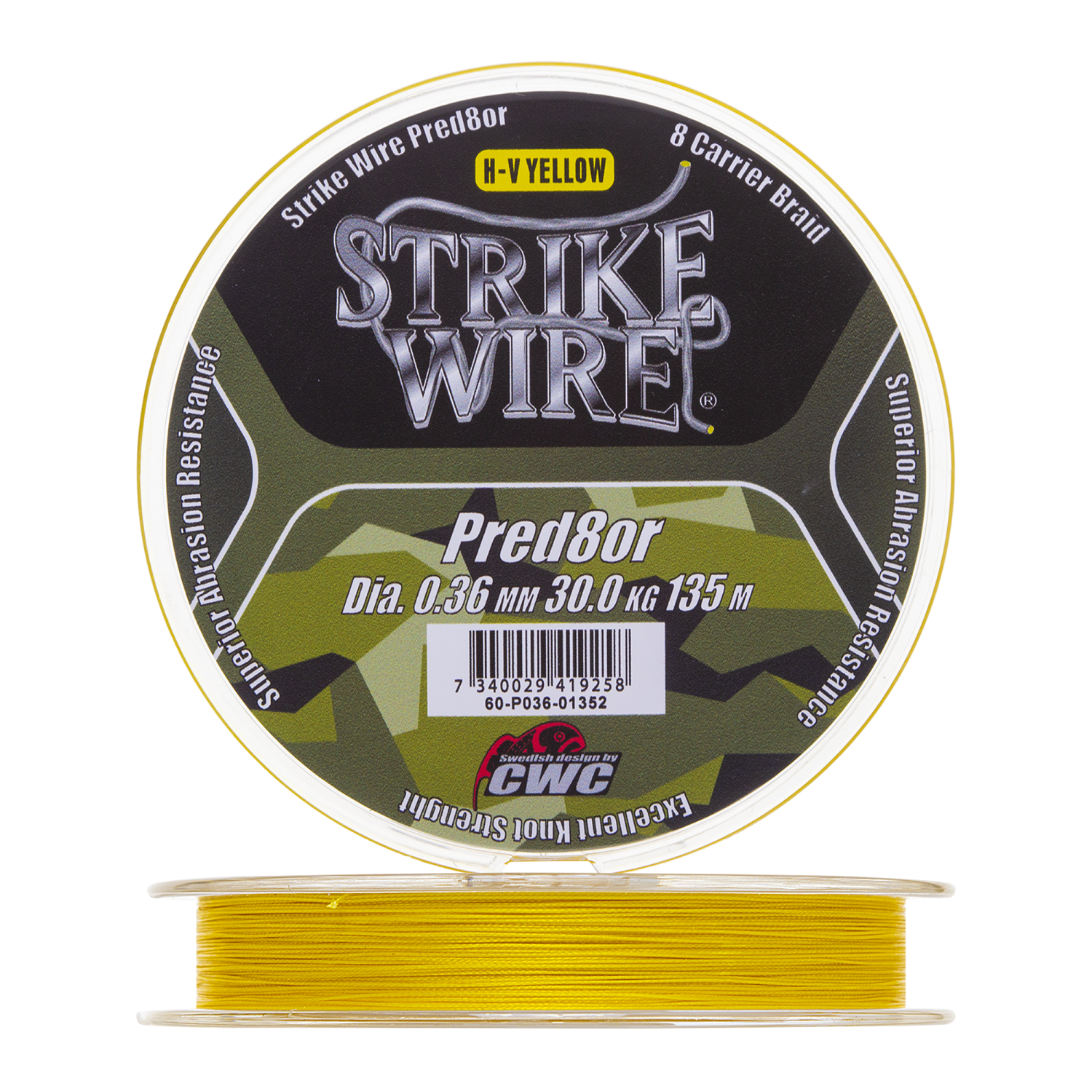 Шнур плетеный CWC Strike Wire Pred8or X8 0,36мм 135м (h-v yellow) cwc strike wire x twelve x12 0 36mm 34kg 135m mossgreen