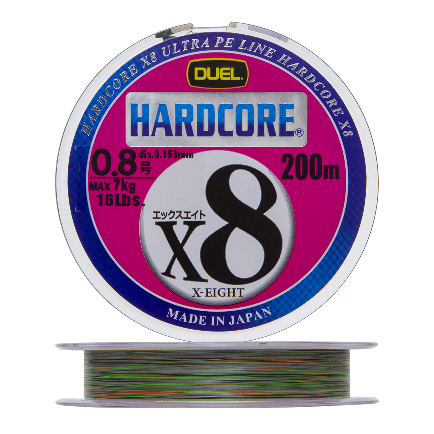 Шнур плетеный Duel Hardcore PE X8 #0,8 0,153мм 200м (5color) - 3 рис.
