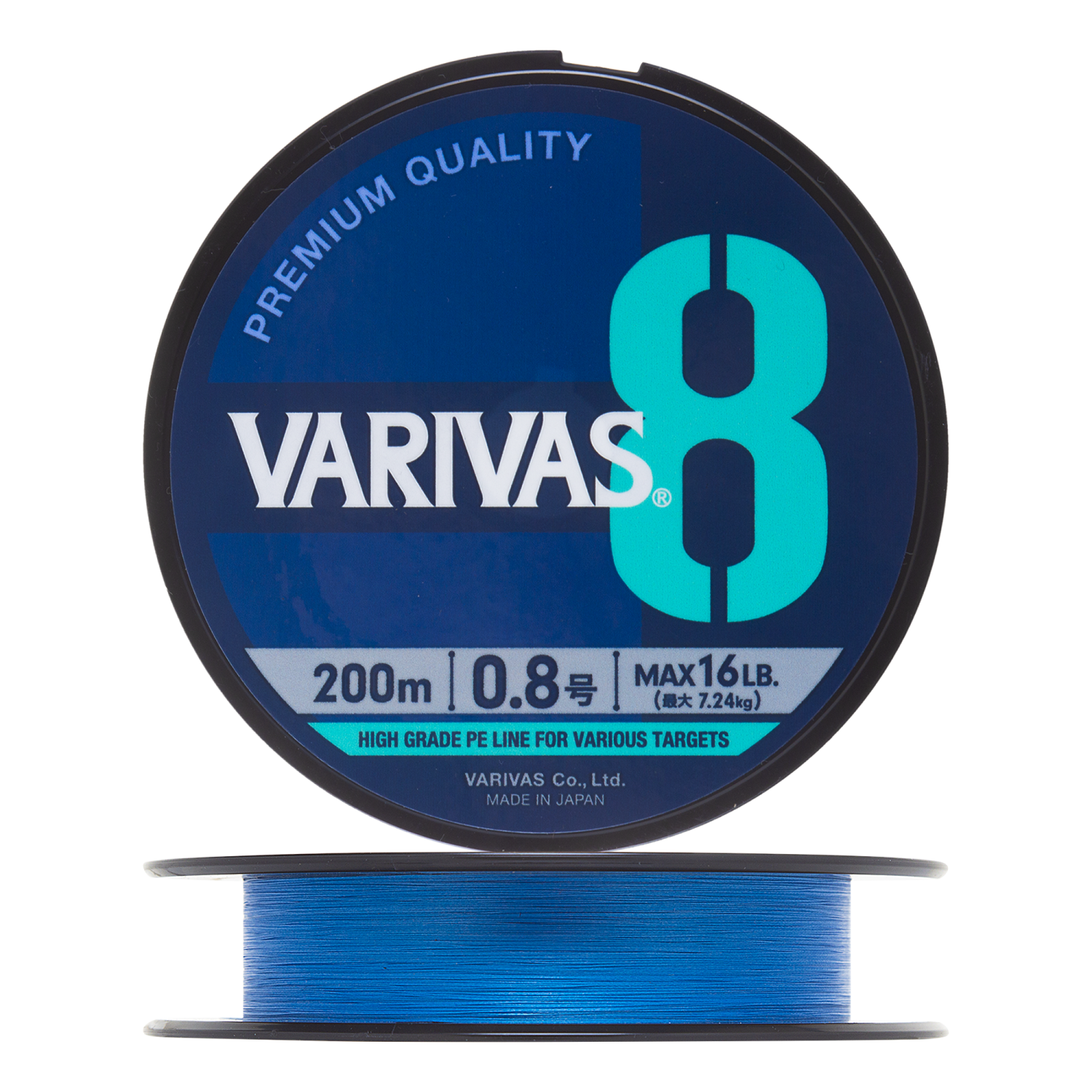 Шнур плетеный Varivas 8 PE #0,8 0,148мм 200м (ocean blue)