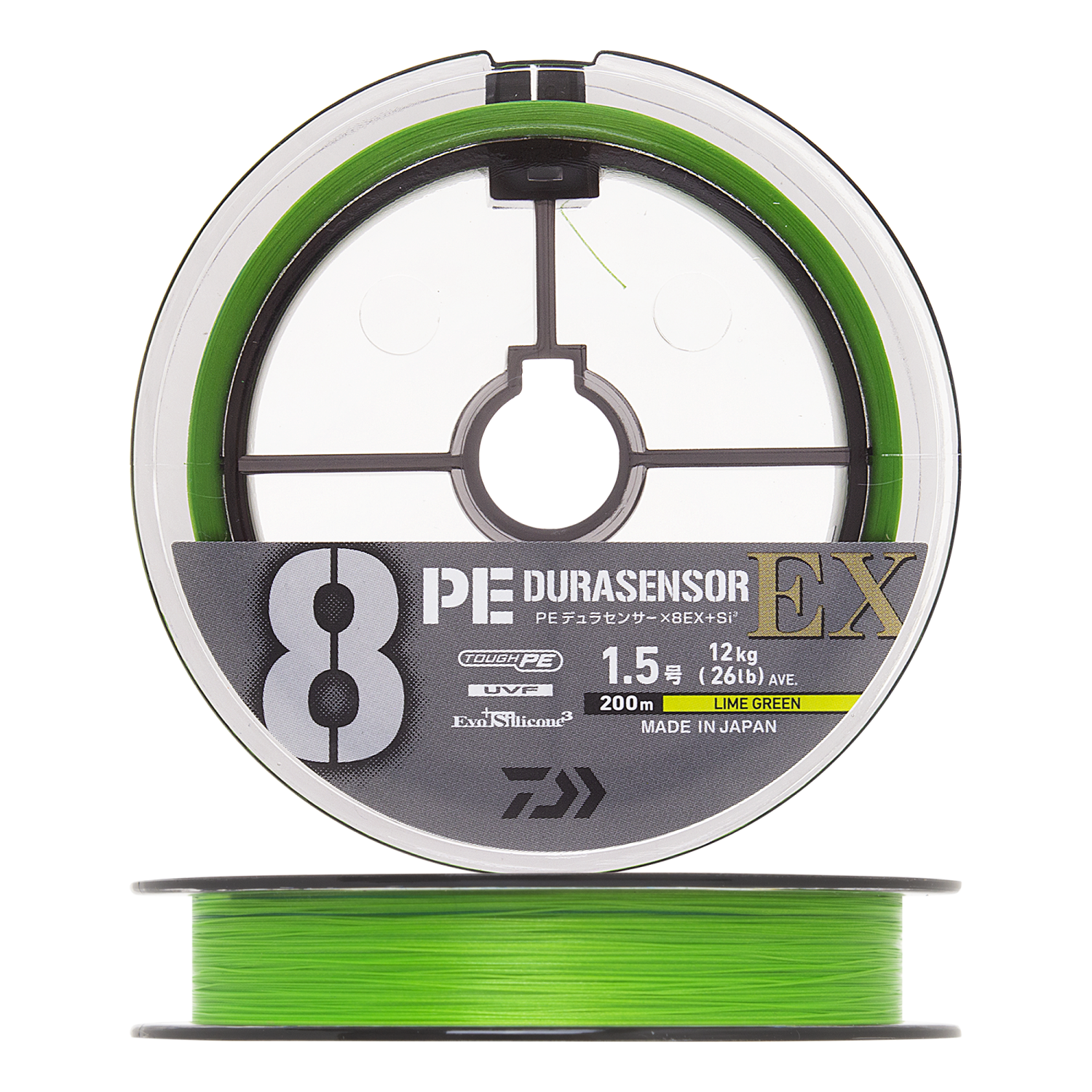 Шнур плетеный Daiwa UVF PE Durasensor X8EX Si3 15 0205мм 200м lime green marking 2680₽