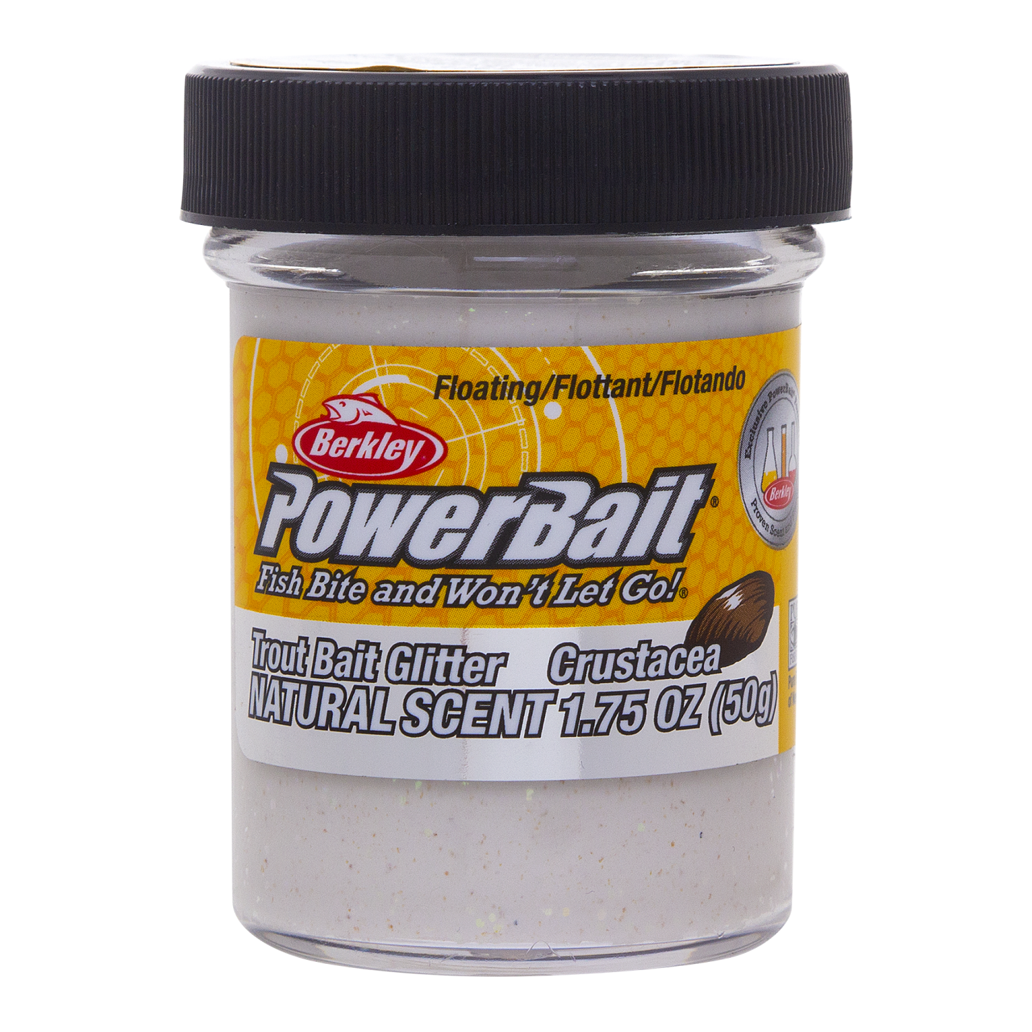 Паста форелевая Berkley PowerBait Natural Scent Glitter Trout Bait 50гр Crustacean #Crustacea White