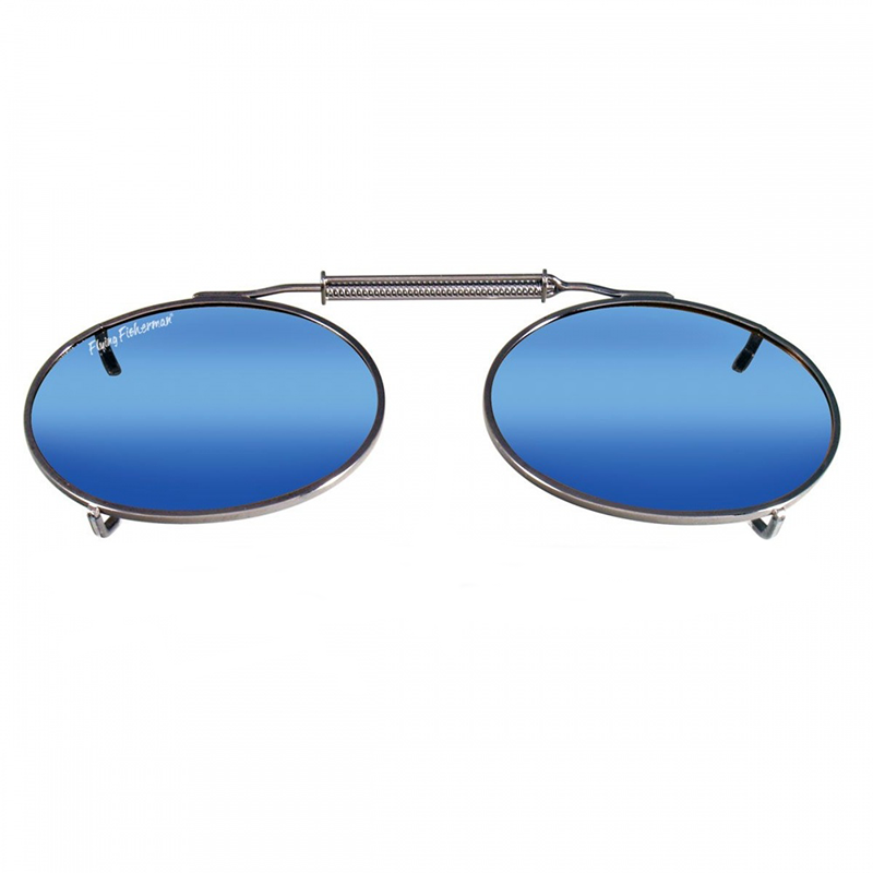 цена Поляризационная накладка Flying Fisherman Clip-On SpringLock 7506/Large Oval Smoke-Blue Mirror
