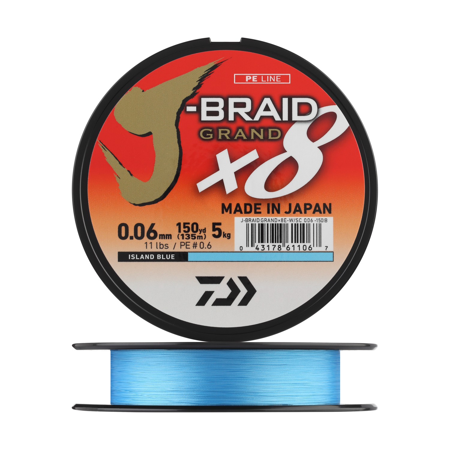 Шнур плетеный Daiwa J-Braid Grand X8E-W/SC + ножницы #0,6 0,06мм 135м (island blue)