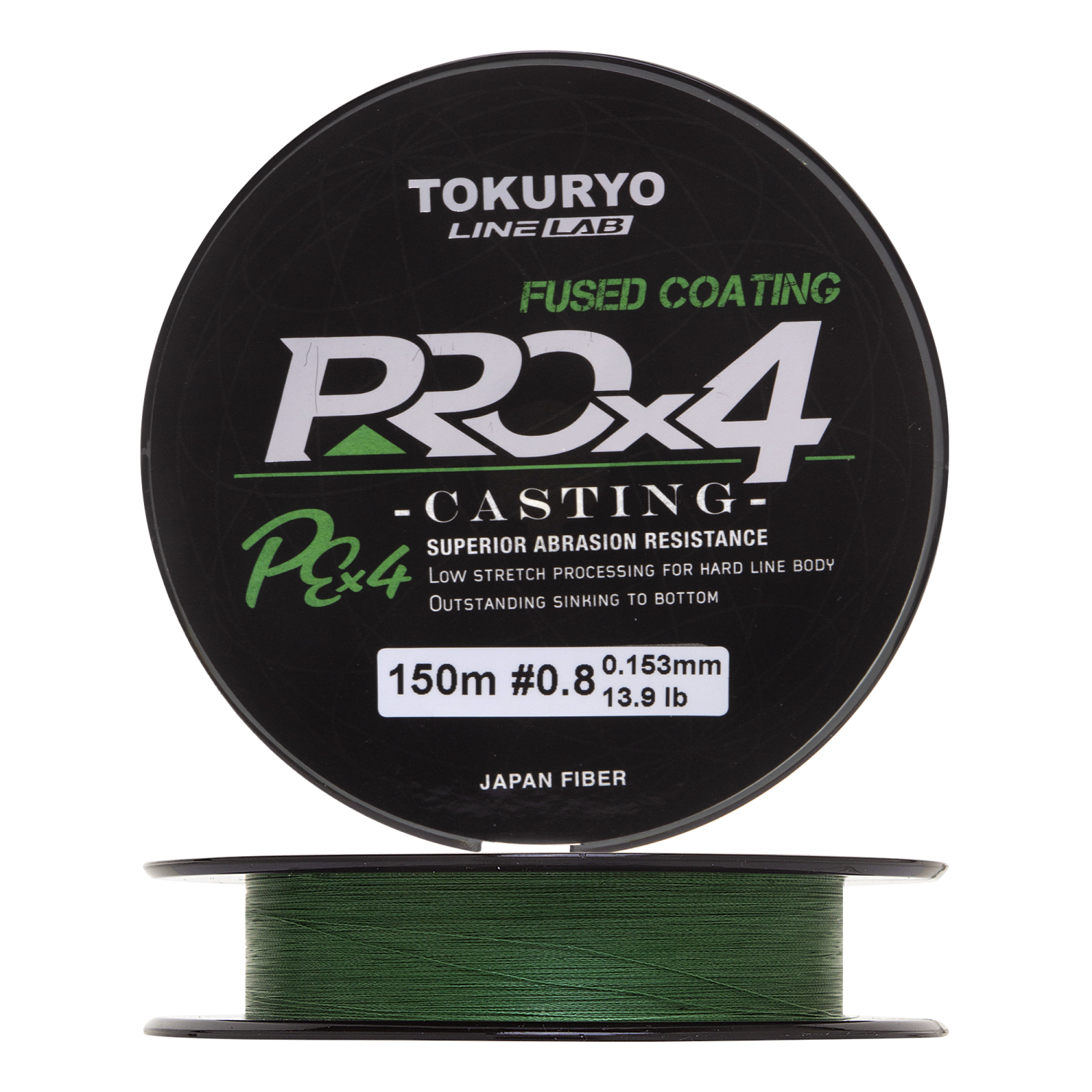 шнур tokuryo pro pe x4 casting 150м dark green 0 8 0 153мм 13 9lb Шнур плетеный Tokuryo Pro PE X4 #0,8 0,153мм 150м (dark green)