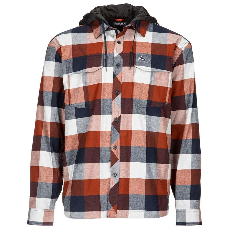 Рубашка Simms Coldweather Hoody XL Rusty Red Buffalo Plaid