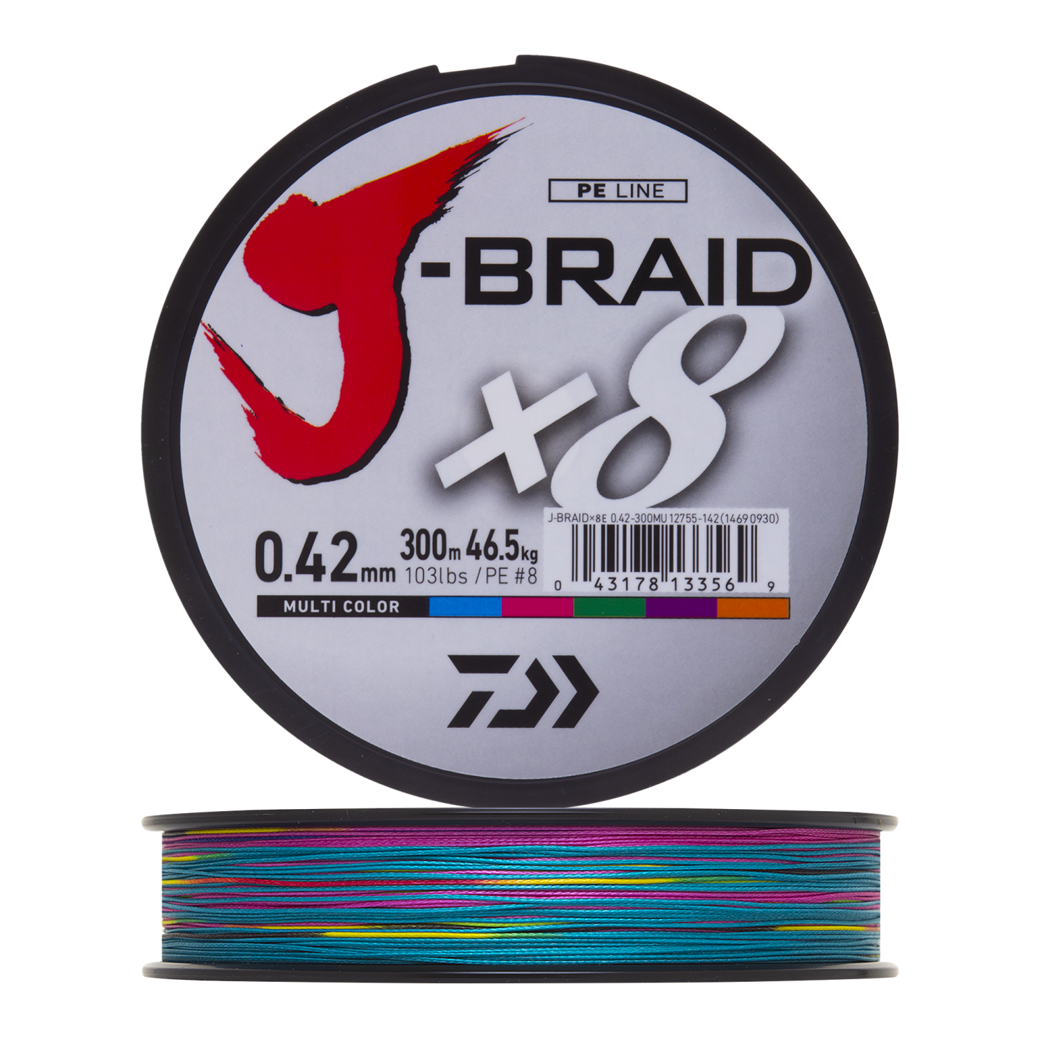 Шнур плетеный Daiwa J-Braid X8 #8 0,42мм 300м (multicolor)