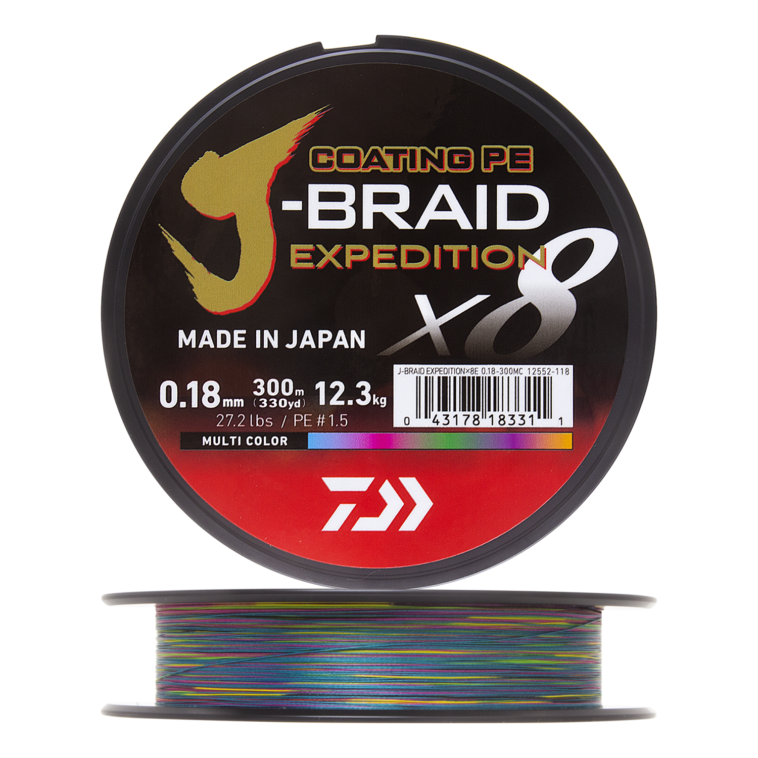 Шнур плетеный Daiwa J-Braid Expedition X8E #1,5 0,18мм 300м (multicolor)