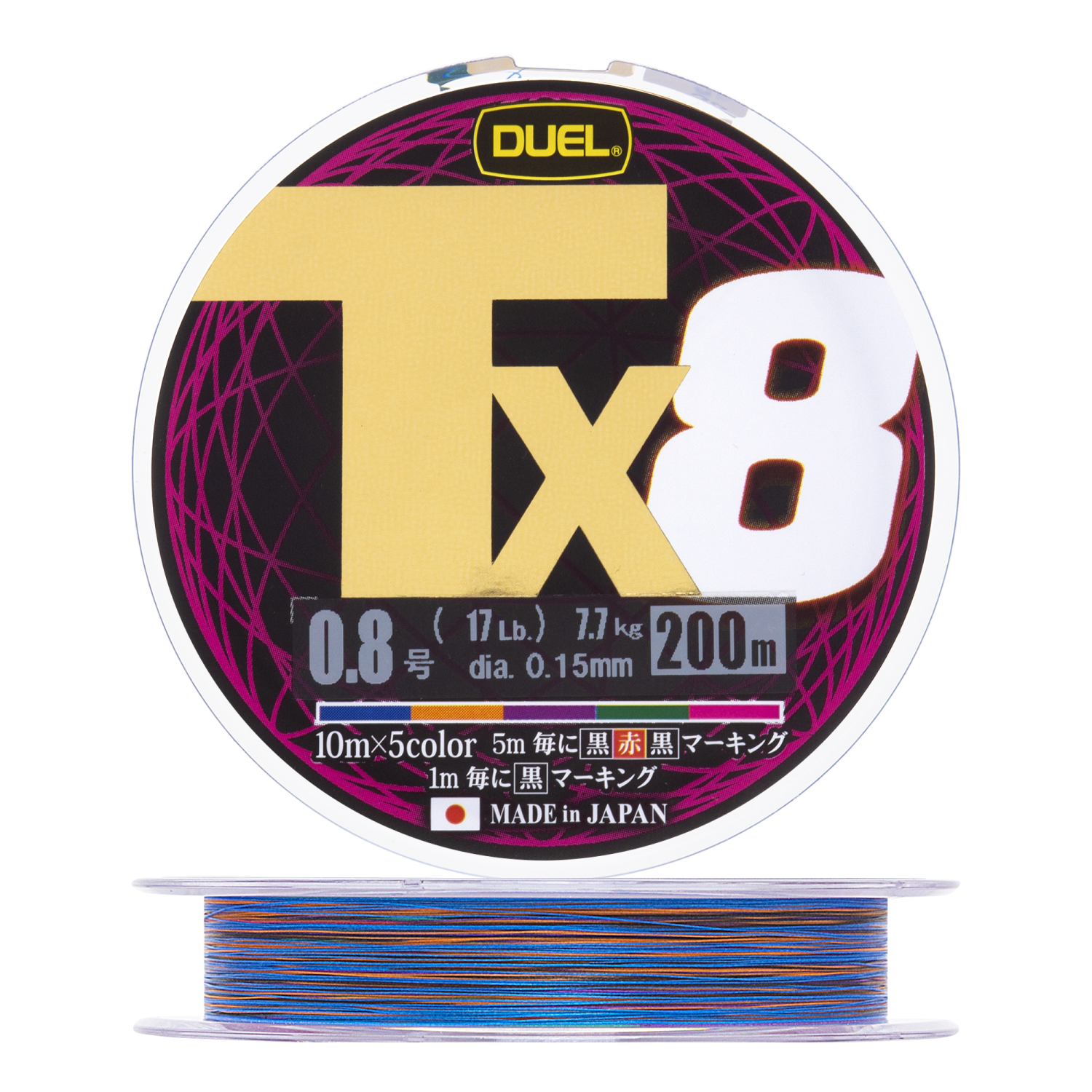 Шнур плетеный Duel PE Tx8 #0,8 0,15мм 200м (5Color)