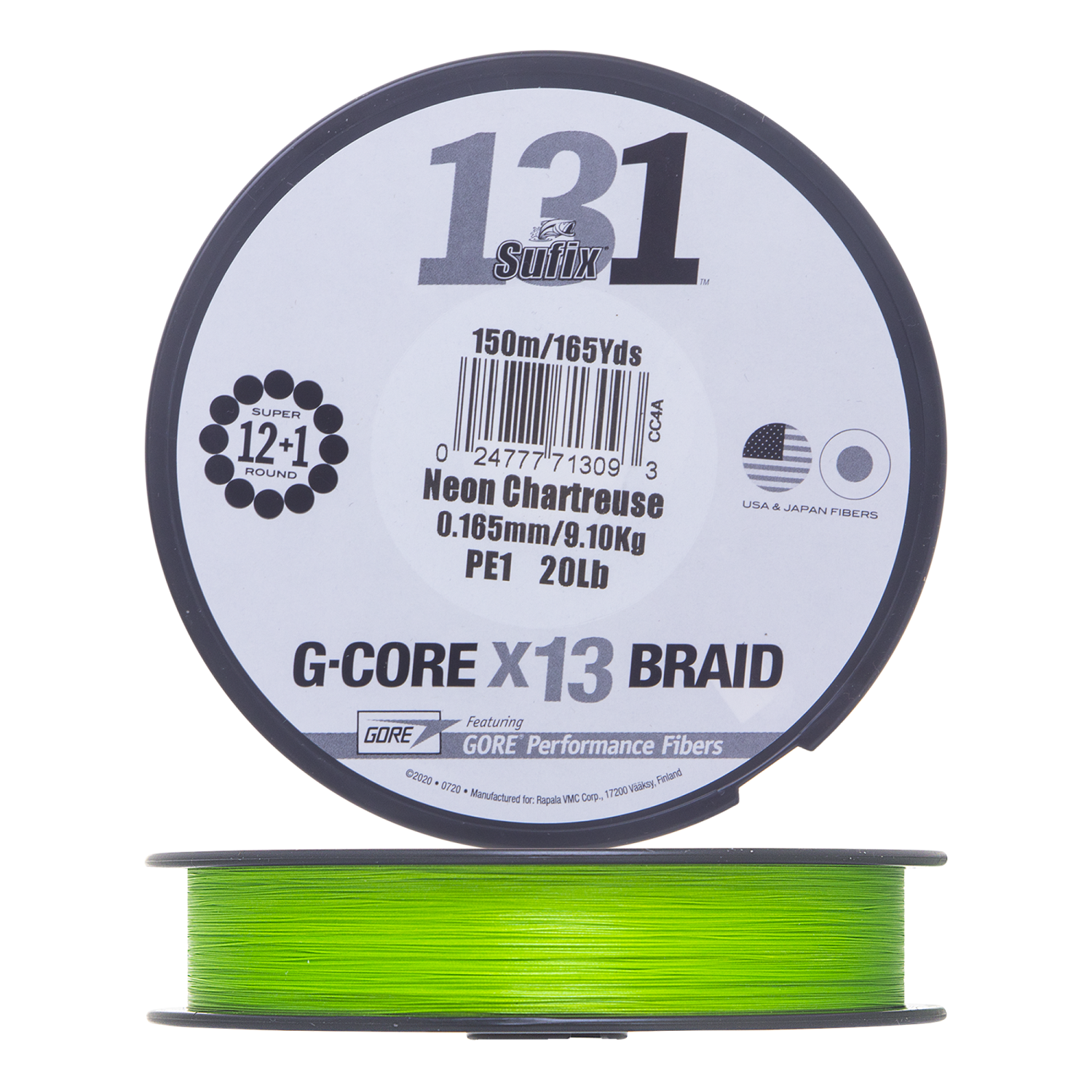 Шнур плетеный Sufix 131 G-Core X13 Braid #1,0 0,165мм 150м (neon chartreuse)