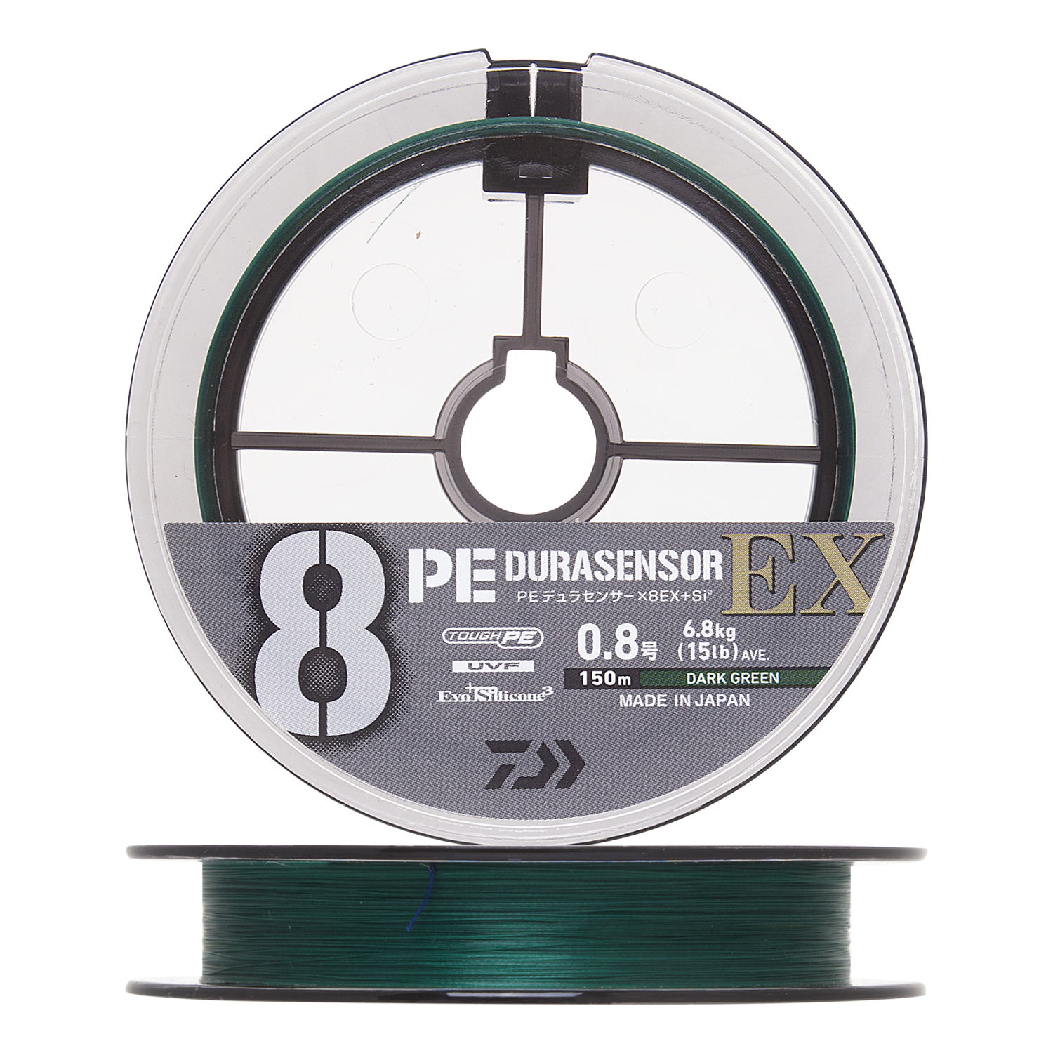 Шнур плетеный Daiwa UVF PE Durasensor X8EX +Si3 #0,8 0,148мм 150м (dark green)