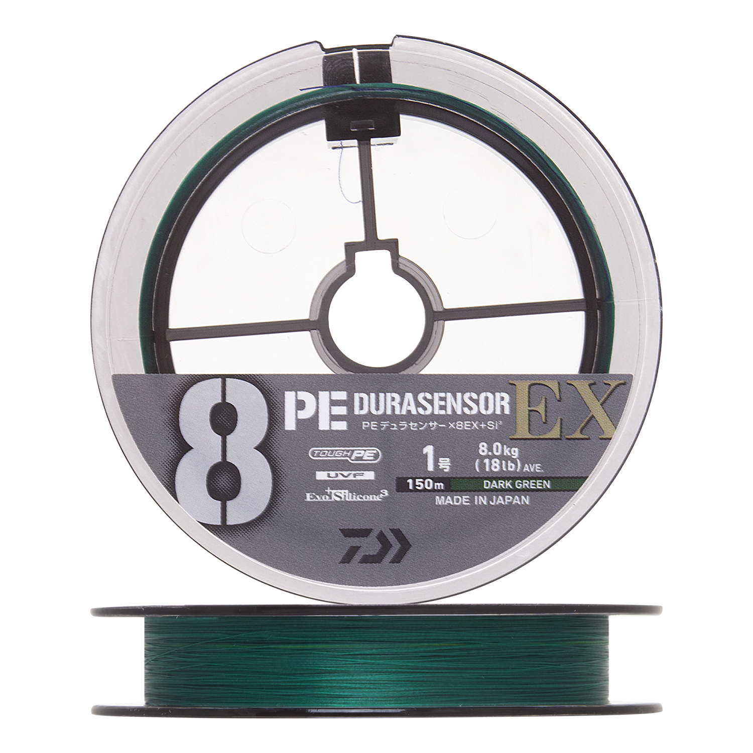 Шнур плетеный Daiwa UVF PE Durasensor X8EX +Si3 #1,0 0,165мм 150м (dark green)