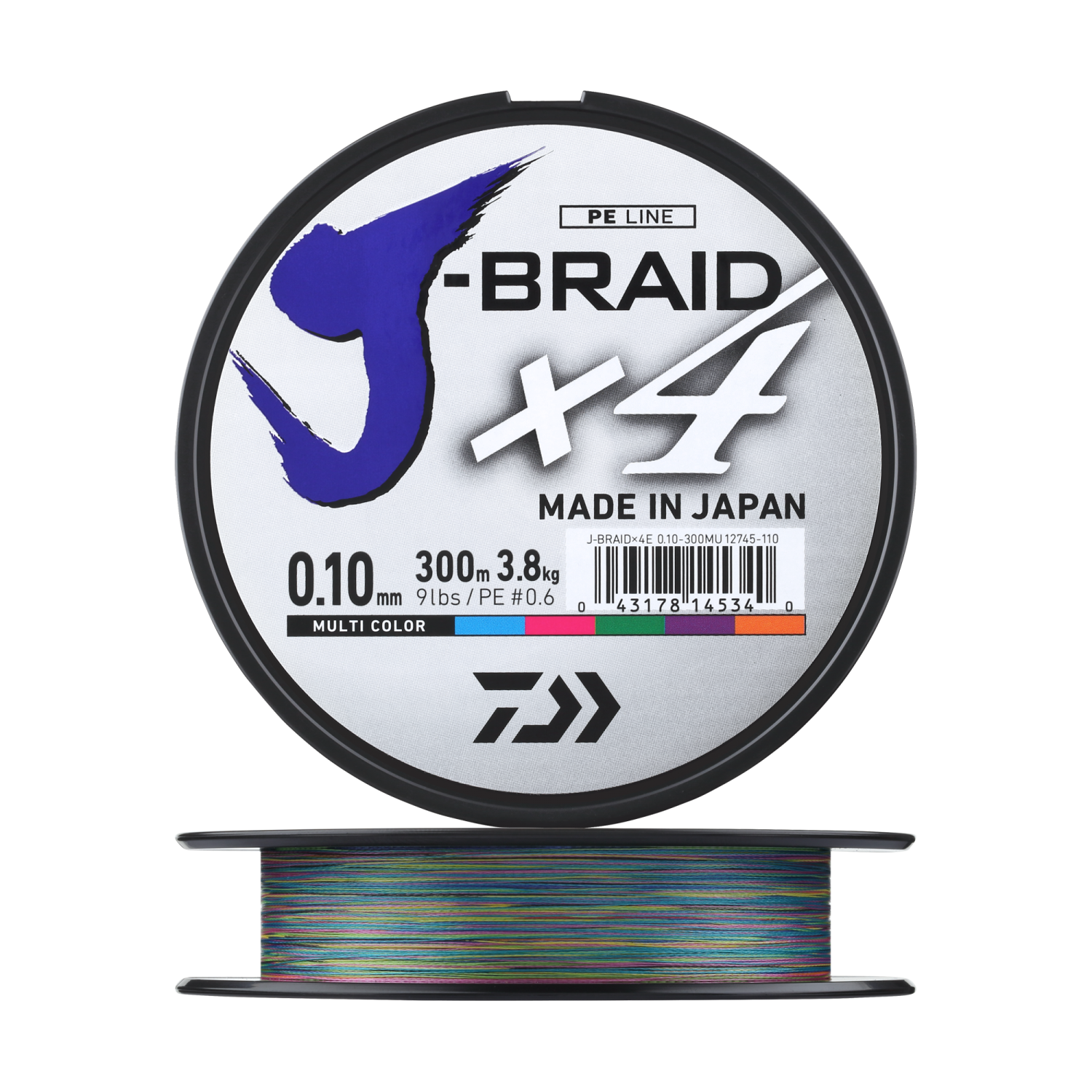 Шнур плетеный Daiwa J-Braid X4E #0,6 0,10мм 300м (multicolor)