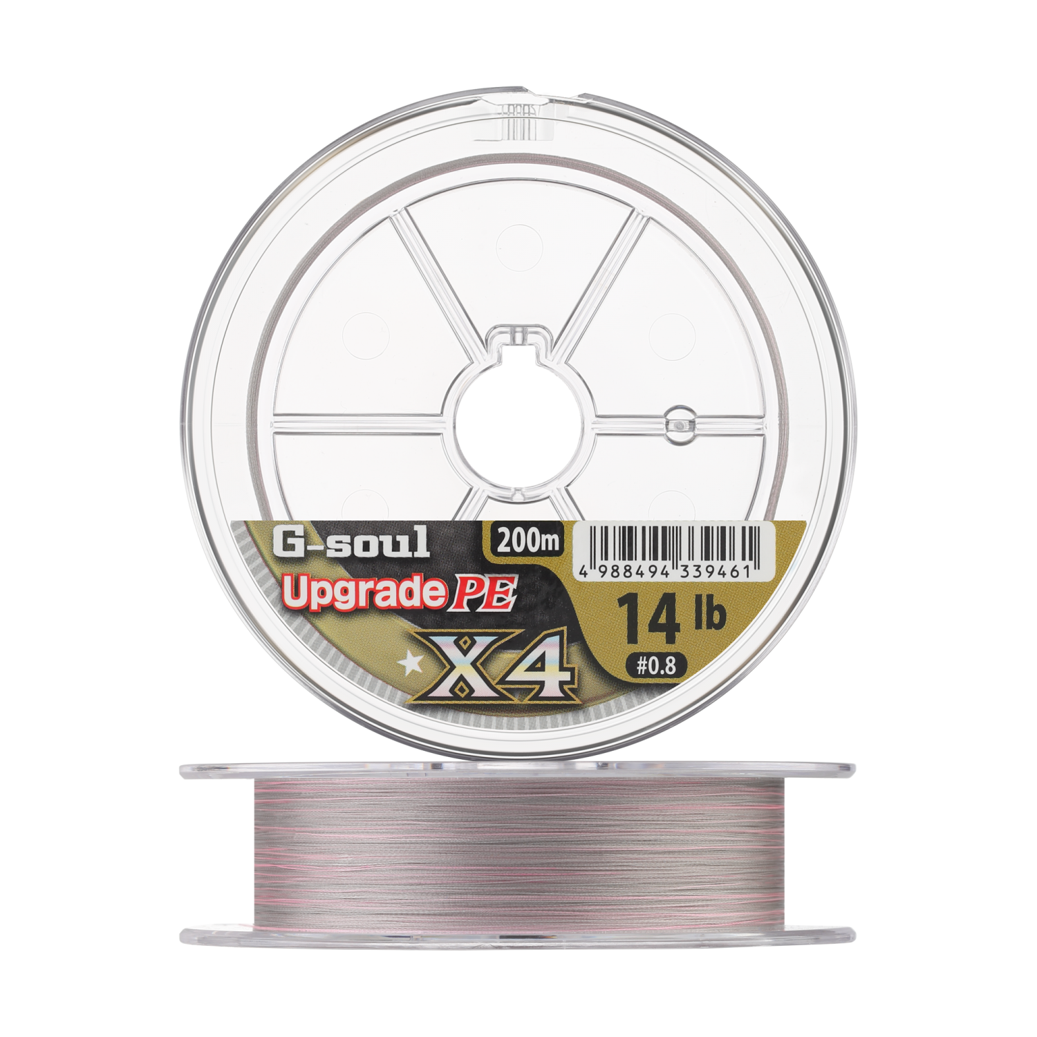 Шнур плетеный YGK G-Soul Upgrade PE X4 #0,8 0,148мм 200м (pink/silver)