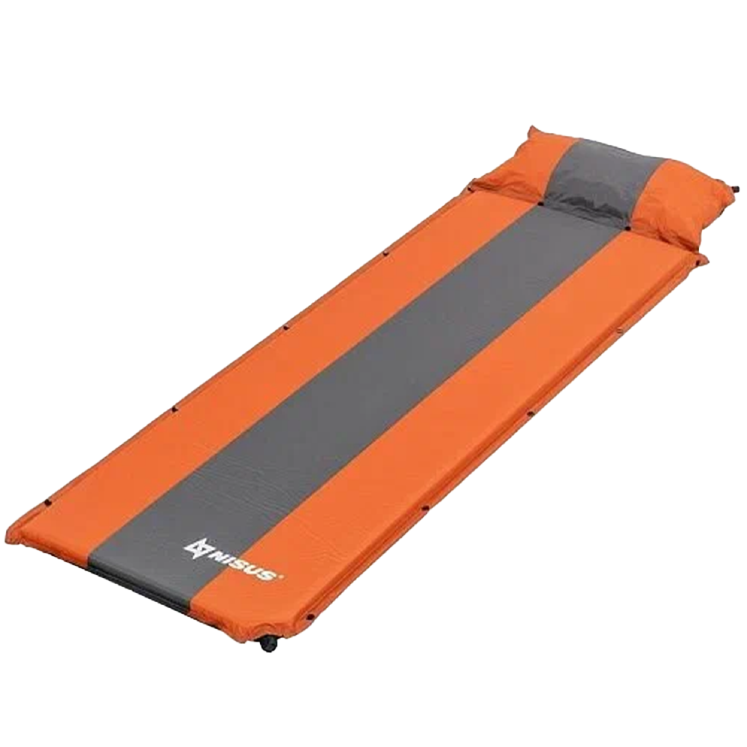 Коврик самонадувающийся Nisus N-005P-OG с подушкой 30-170x65x5см серый/оранжевый