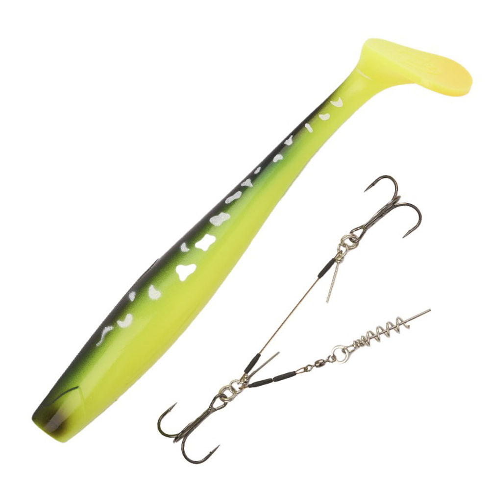 Приманка силиконовая Lucky John 3D BBS Series Kubira Swim Shad Giant 10,3" + Stinger XL #PG26 - 2 рис.