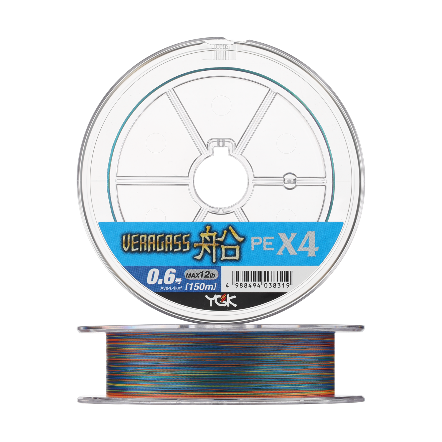Шнур плетеный YGK Veragass PE X4 Fune #0,6 0,128мм 150м (multicolor)