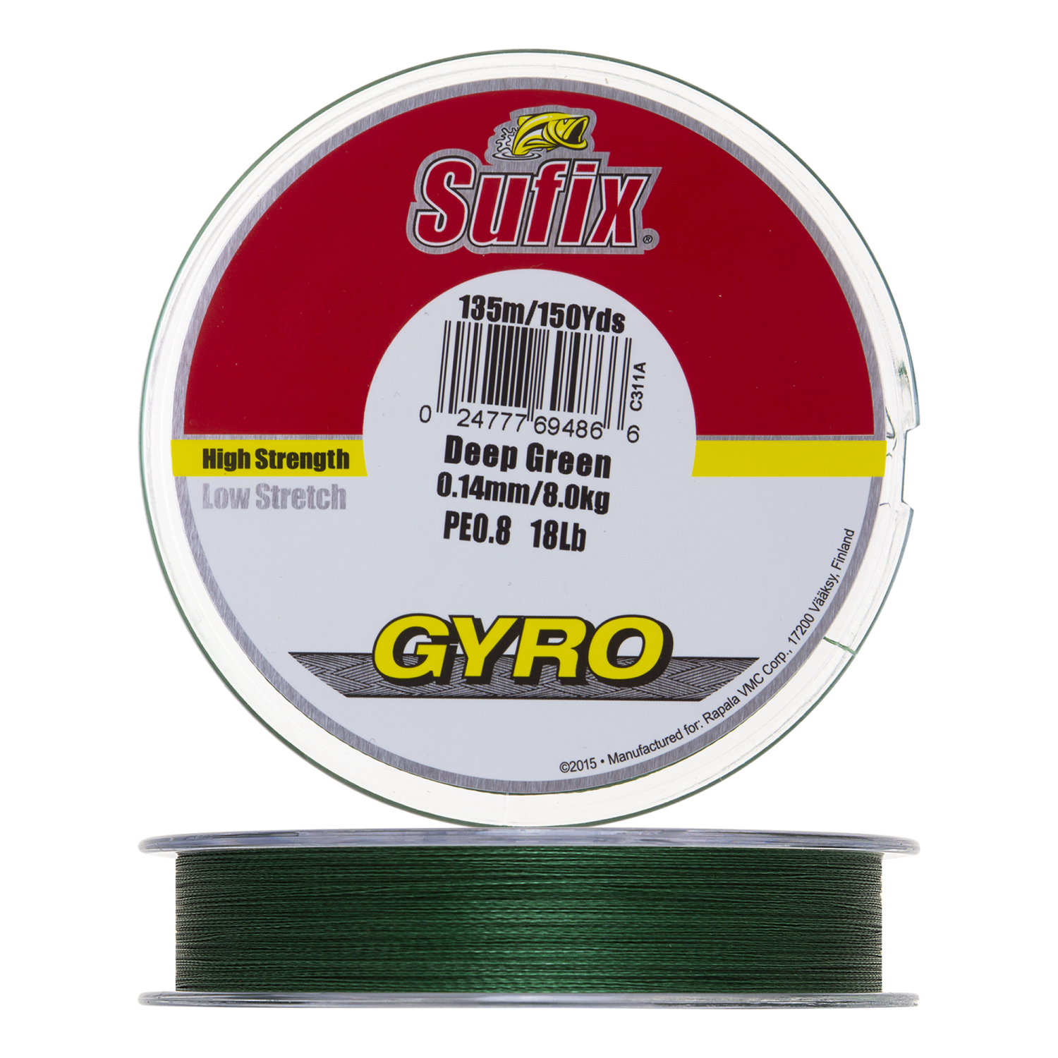 Шнур плетеный Sufix Gyro Braid 0,14мм 135м (green)