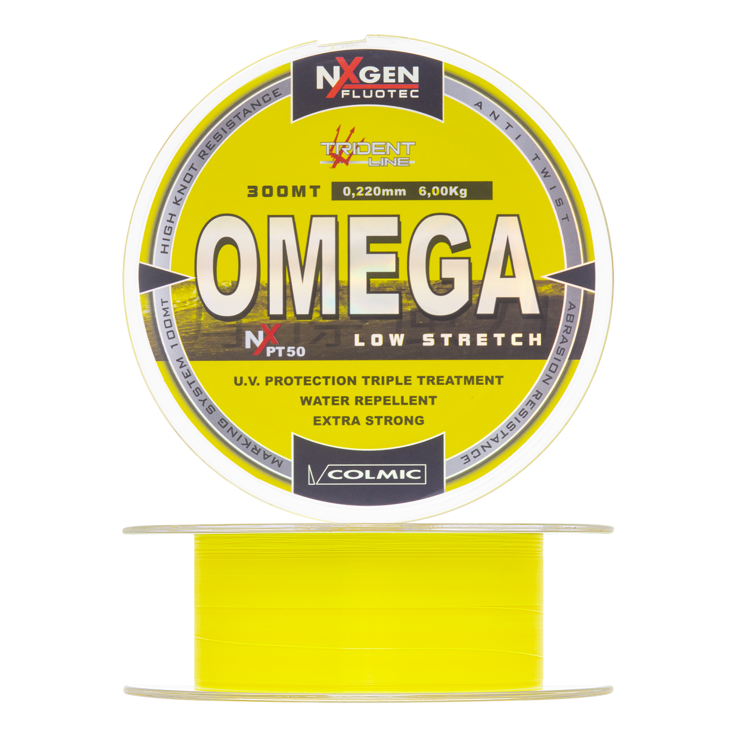 Леска монофильная Colmic PT50 – Omega 0,22мм 300м (yellow)