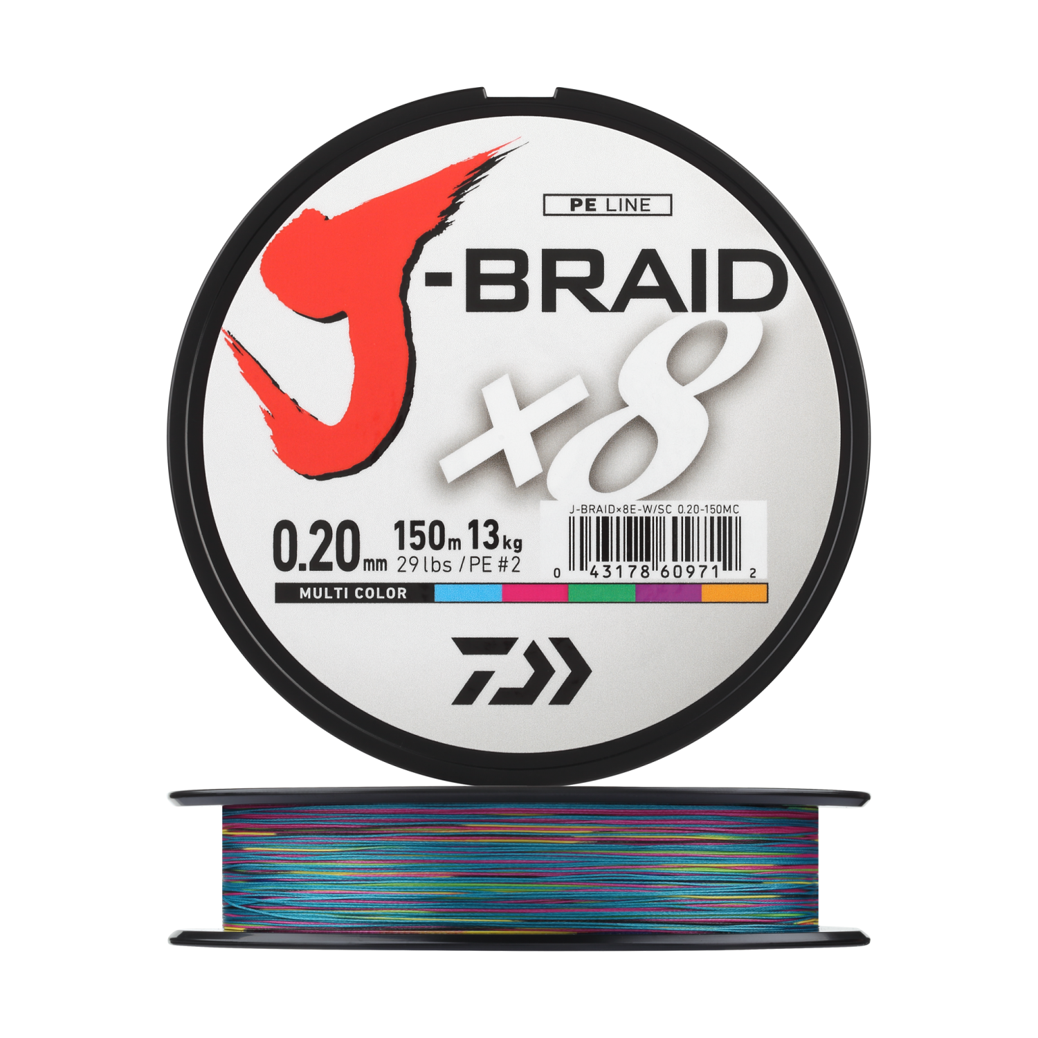 Шнур плетеный Daiwa J-Braid X8E-W/SC + ножницы #2 0,20мм 150м (multicolor)