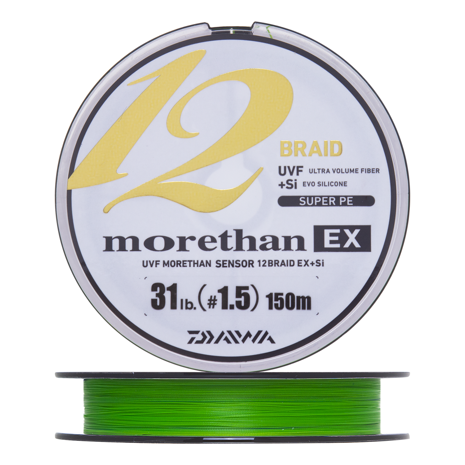 Шнур плетеный Daiwa UVF Morethan Sensor 12Braid EX +Si #1,5 0,205мм 150м (lime green)