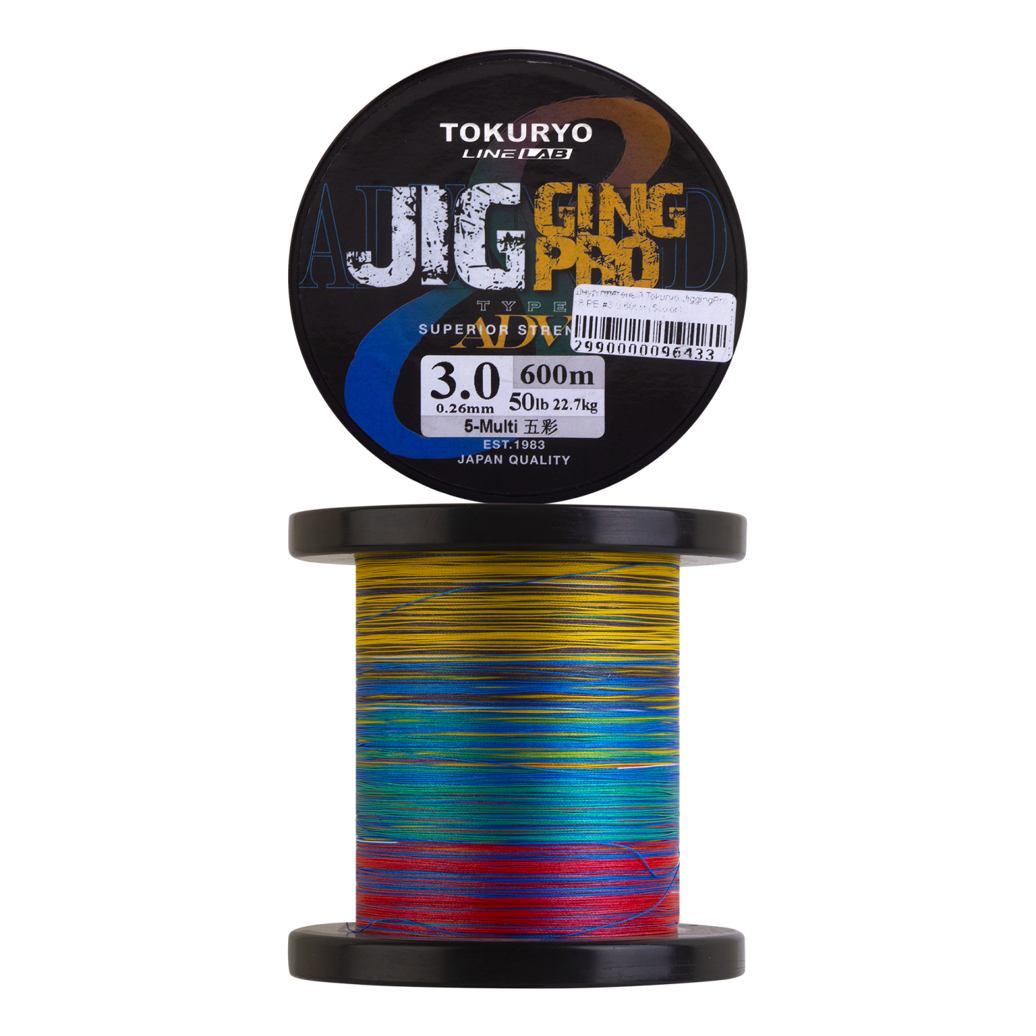 Шнур плетеный Tokuryo JiggingPro X8 PE #3,0 0,26мм 600м (5color)