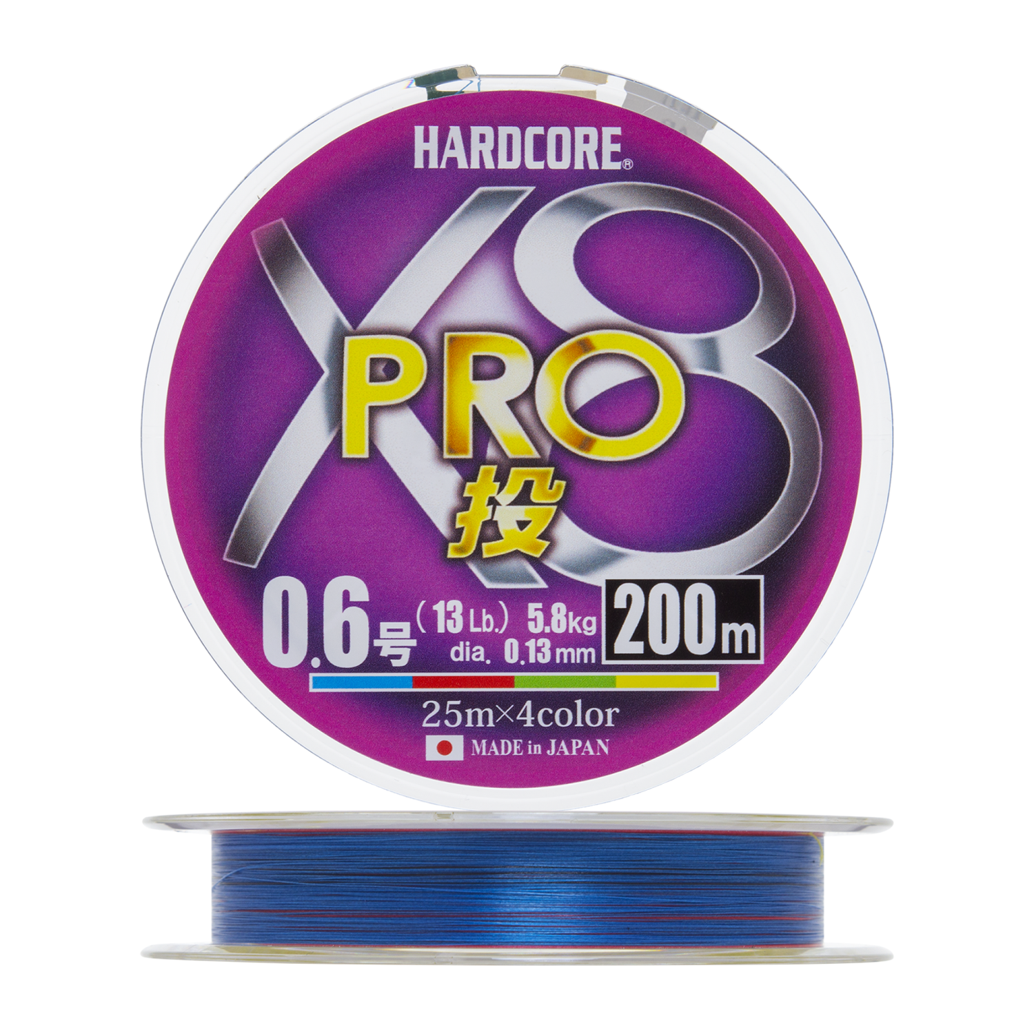 Шнур плетеный Duel Hardcore PE X8 Pro #0,6 0,13мм 200м (4color) - 2 рис.