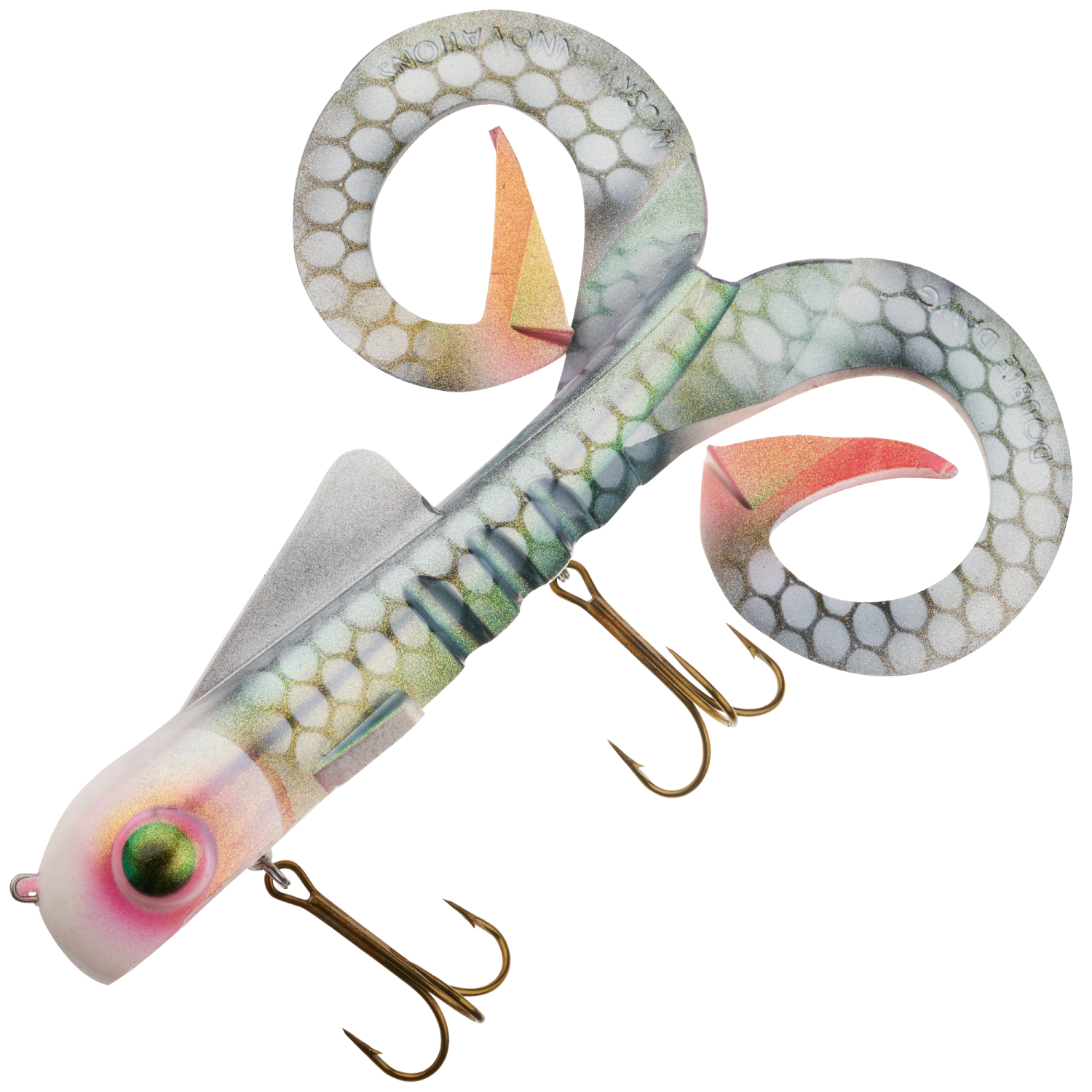 Приманка силиконовая Musky Innovations Custom Pro Magnum Double Dawg Ultra Flash #Bleeding Albino Carp 2022