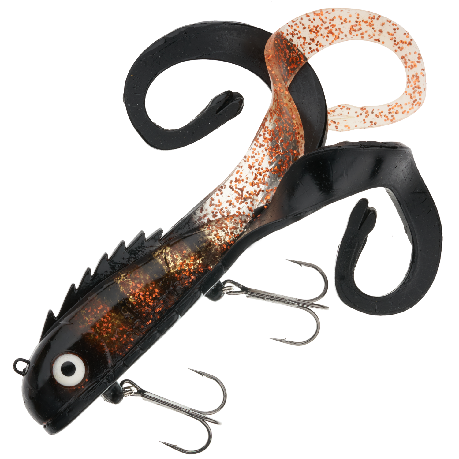 Приманка силиконовая Chaos Tackle Medussa Mid Standart #2022 Black Orange Glitter - 2 рис.