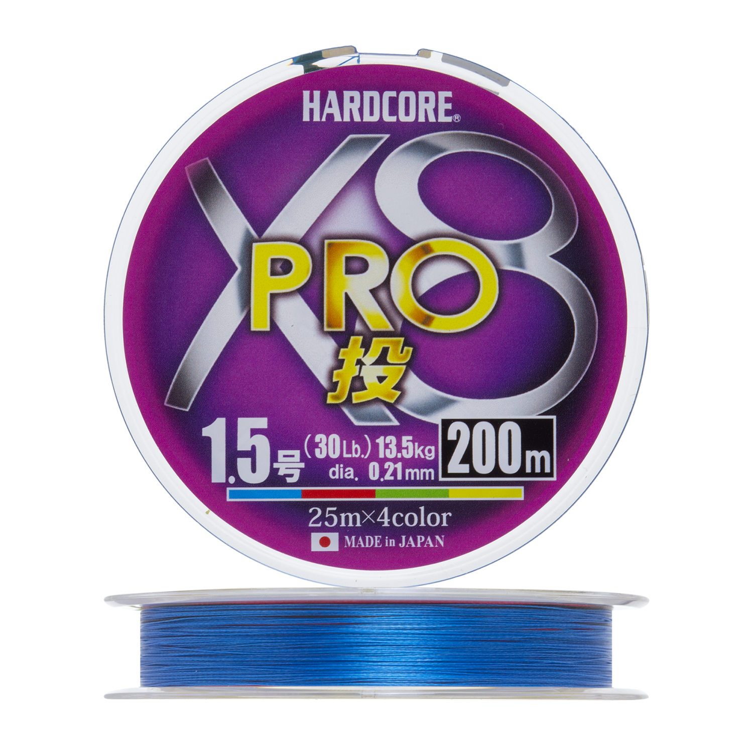 Шнур плетеный Duel Hardcore PE X8 Pro #1,5 0,21мм 200м (4color)